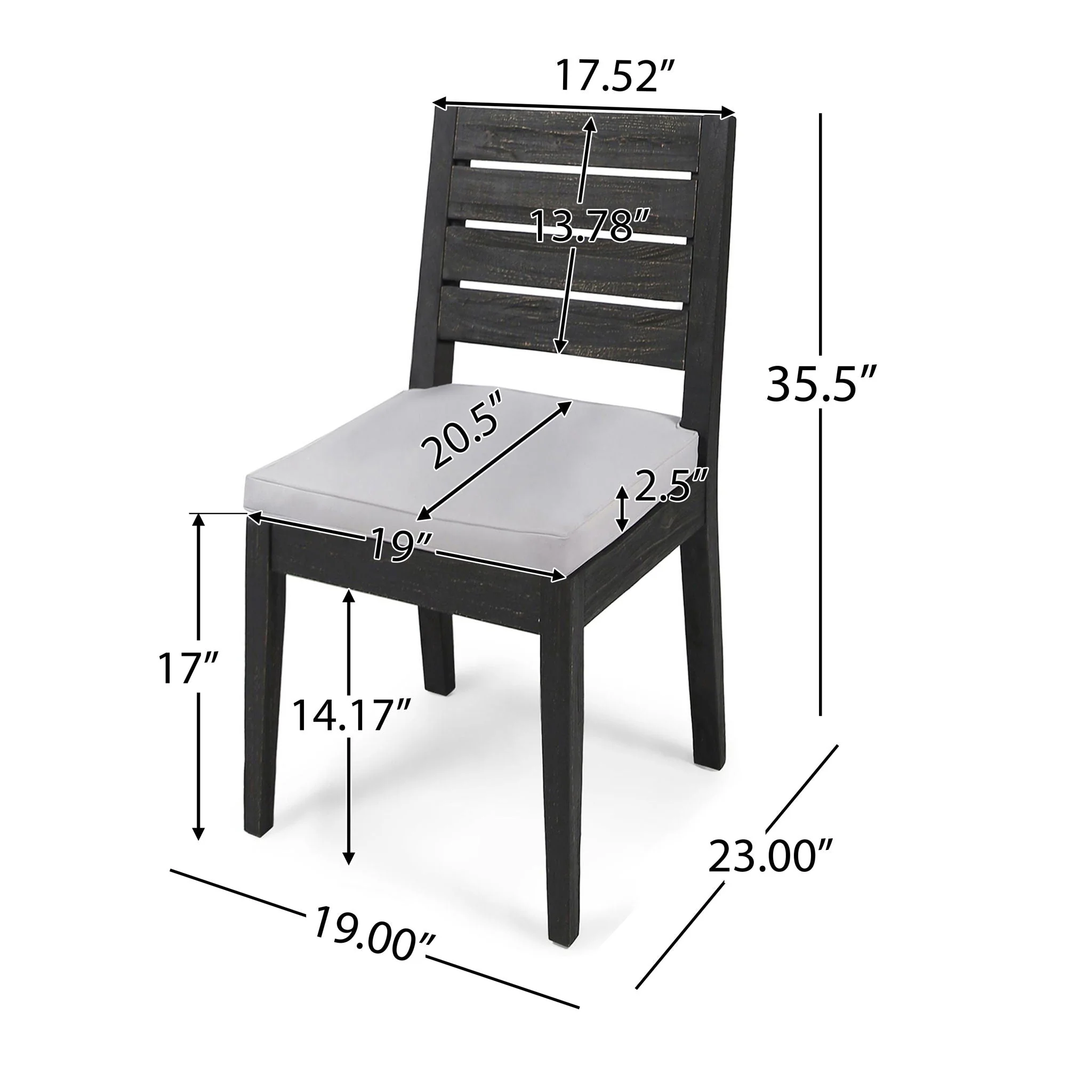 Outdoor Armless Dining Chair With Cushions - Image 3