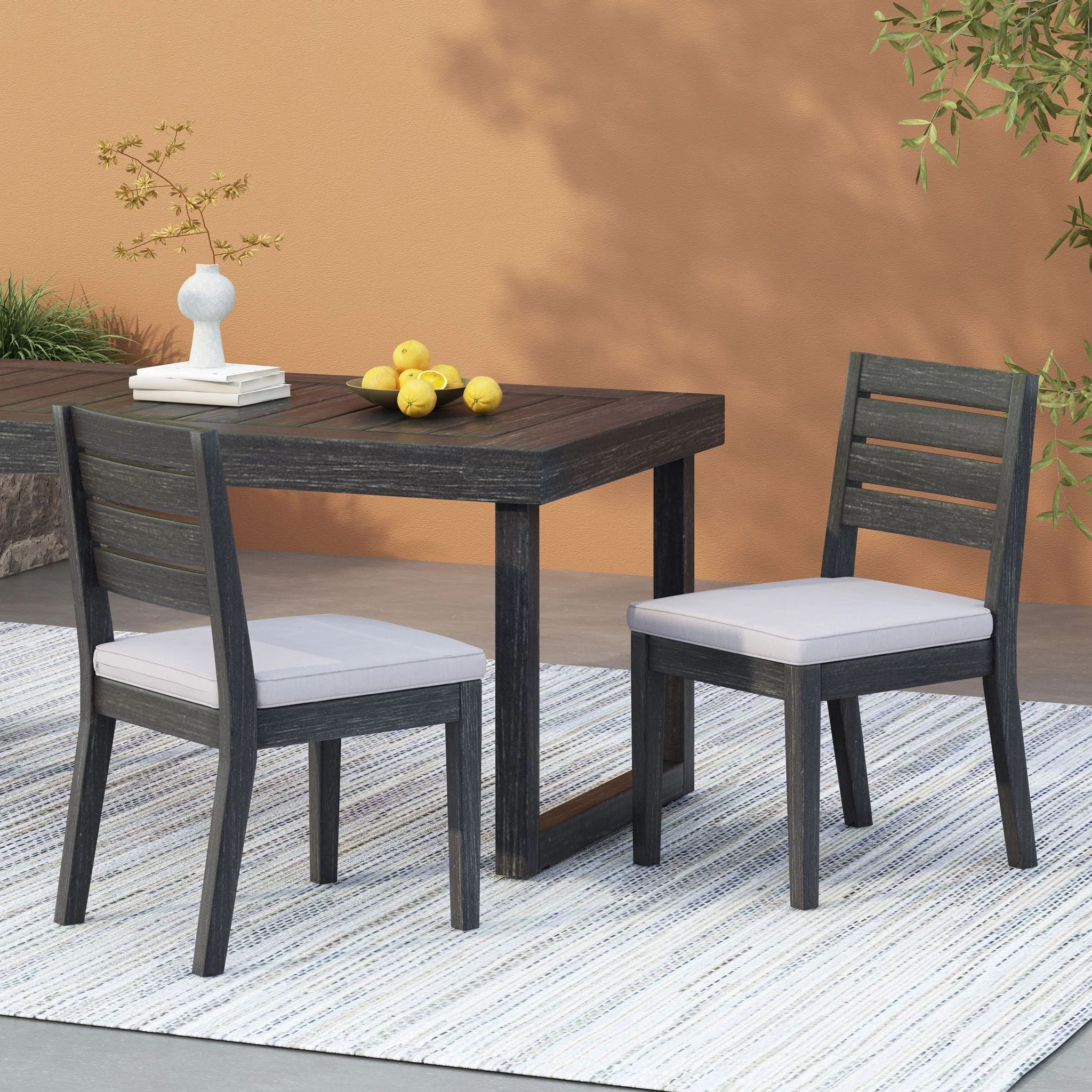 Outdoor Armless Dining Chair With Cushions - Image 4