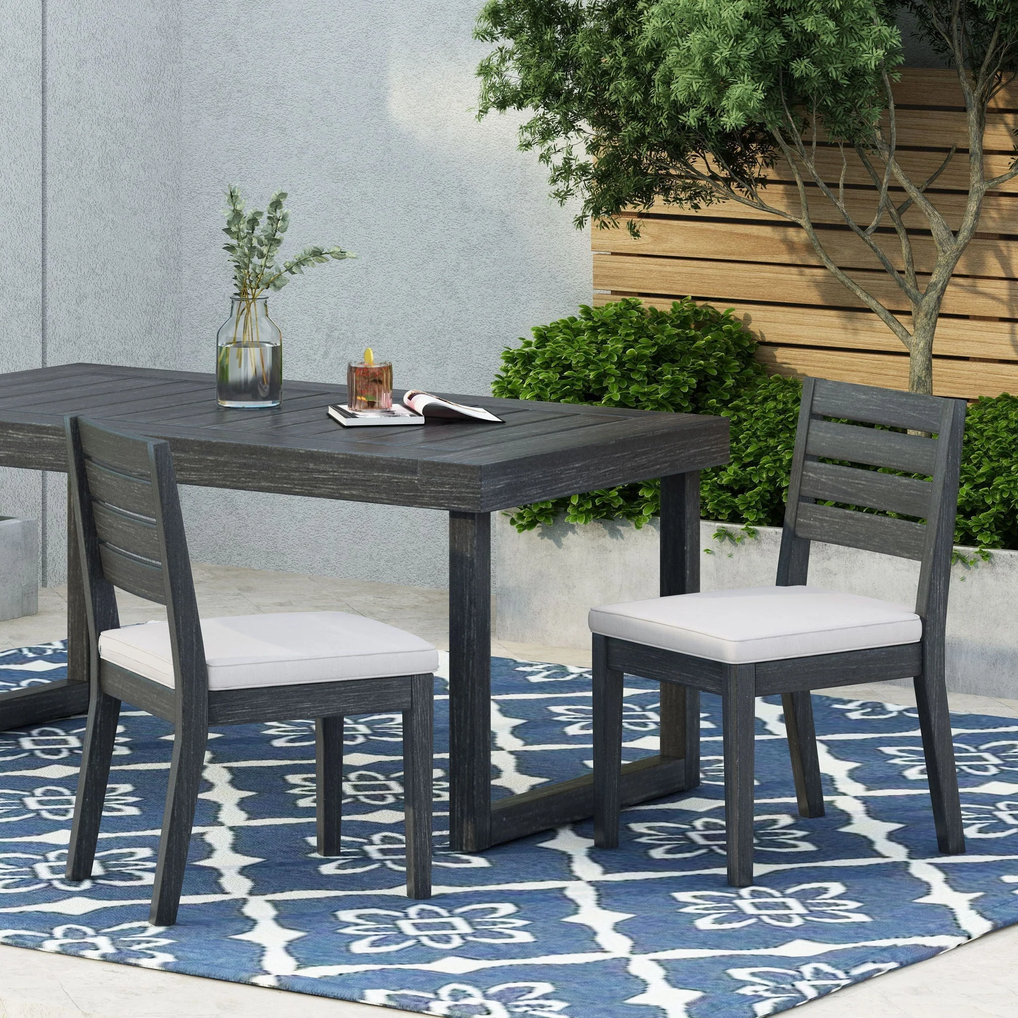 Outdoor Armless Dining Chair With Cushions - Image 5