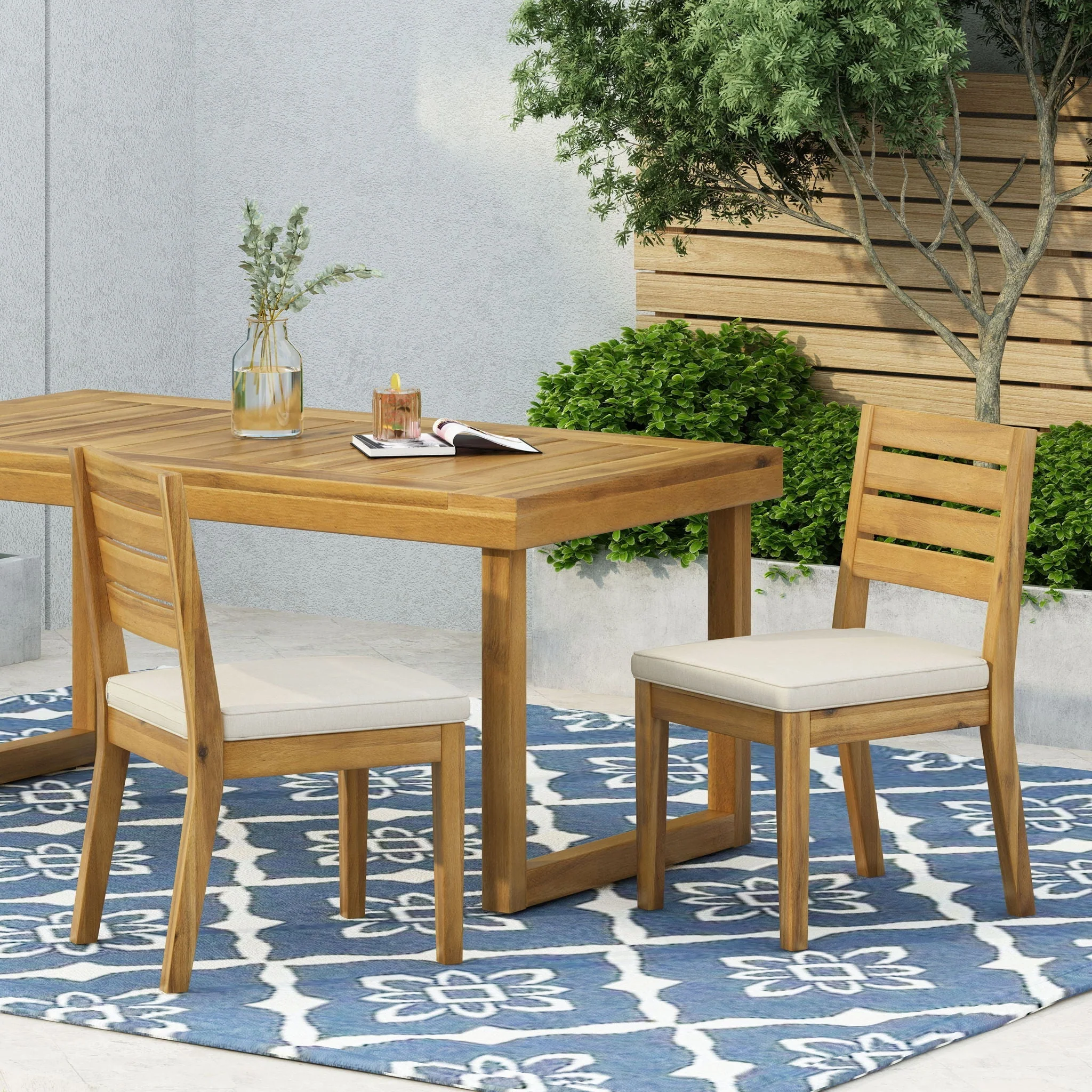 Outdoor Armless Dining Chair With Cushions - Image 7