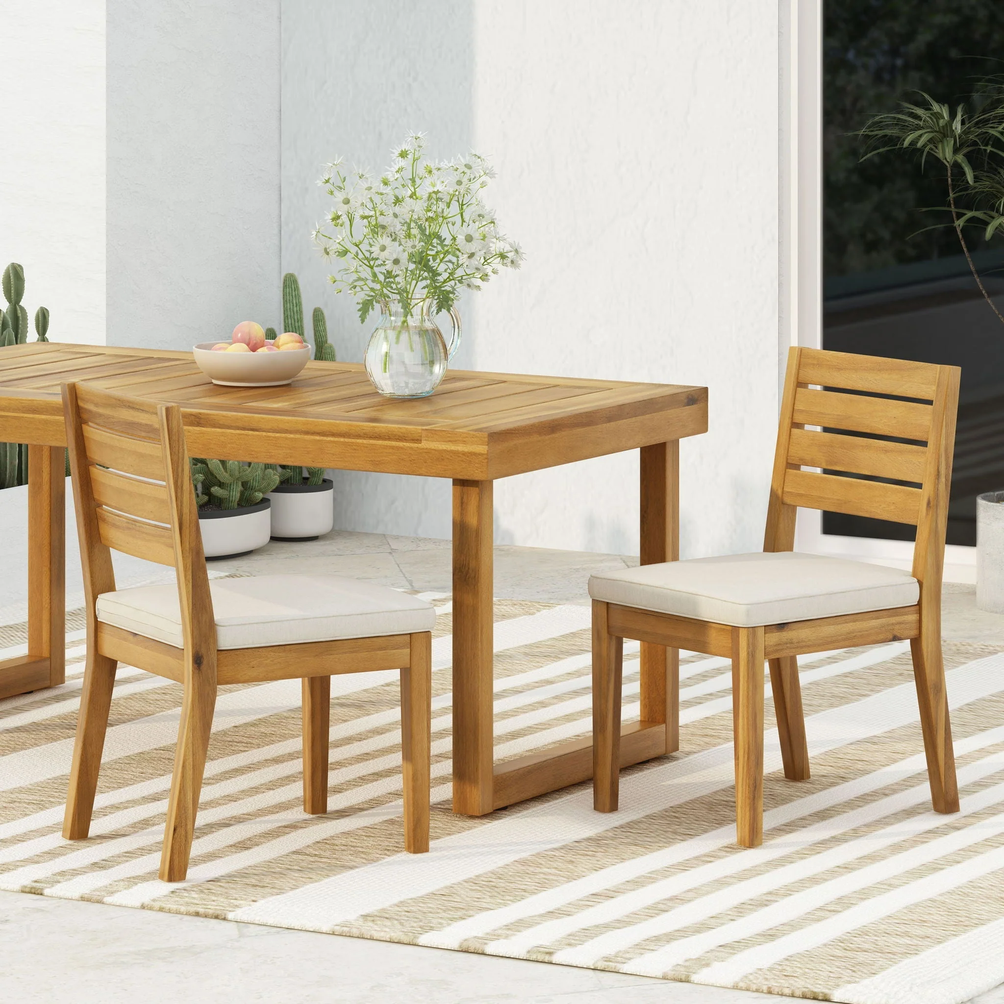 Outdoor Armless Dining Chair With Cushions - Image 8