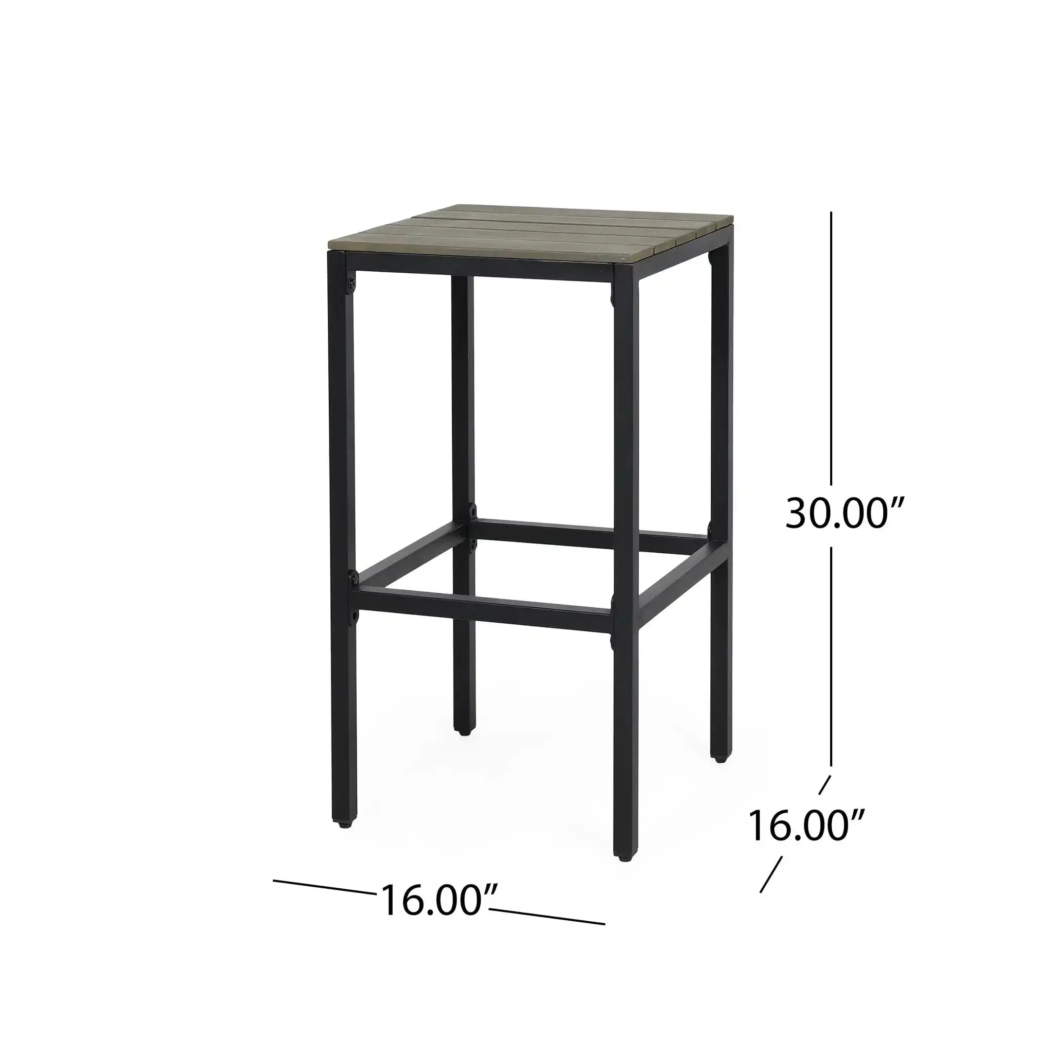Outdoor Bar Stool With Slat Design And Metal Frame (Set of 2) - Image 3