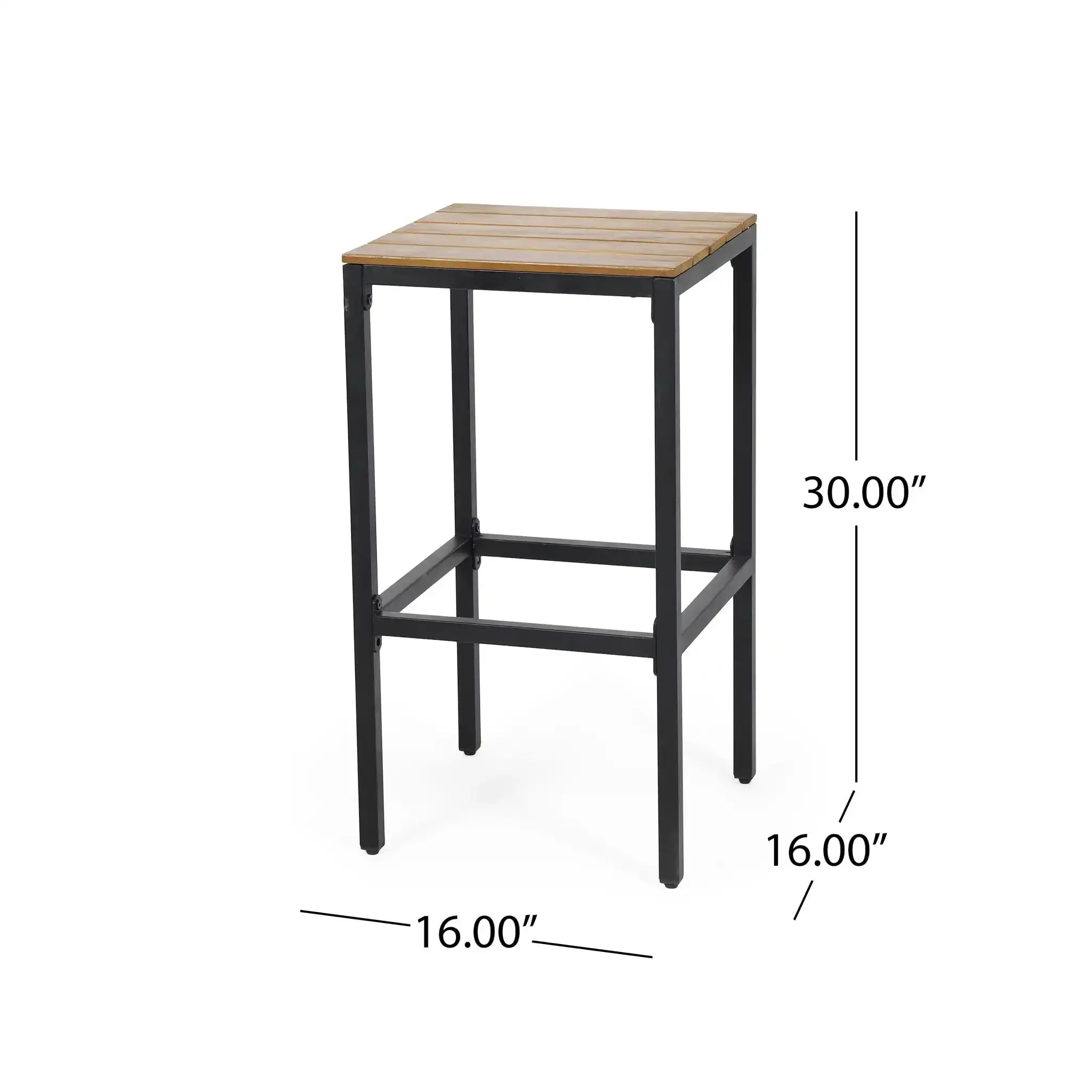 Outdoor Bar Stool With Slat Design And Metal Frame (Set of 2) - Image 6