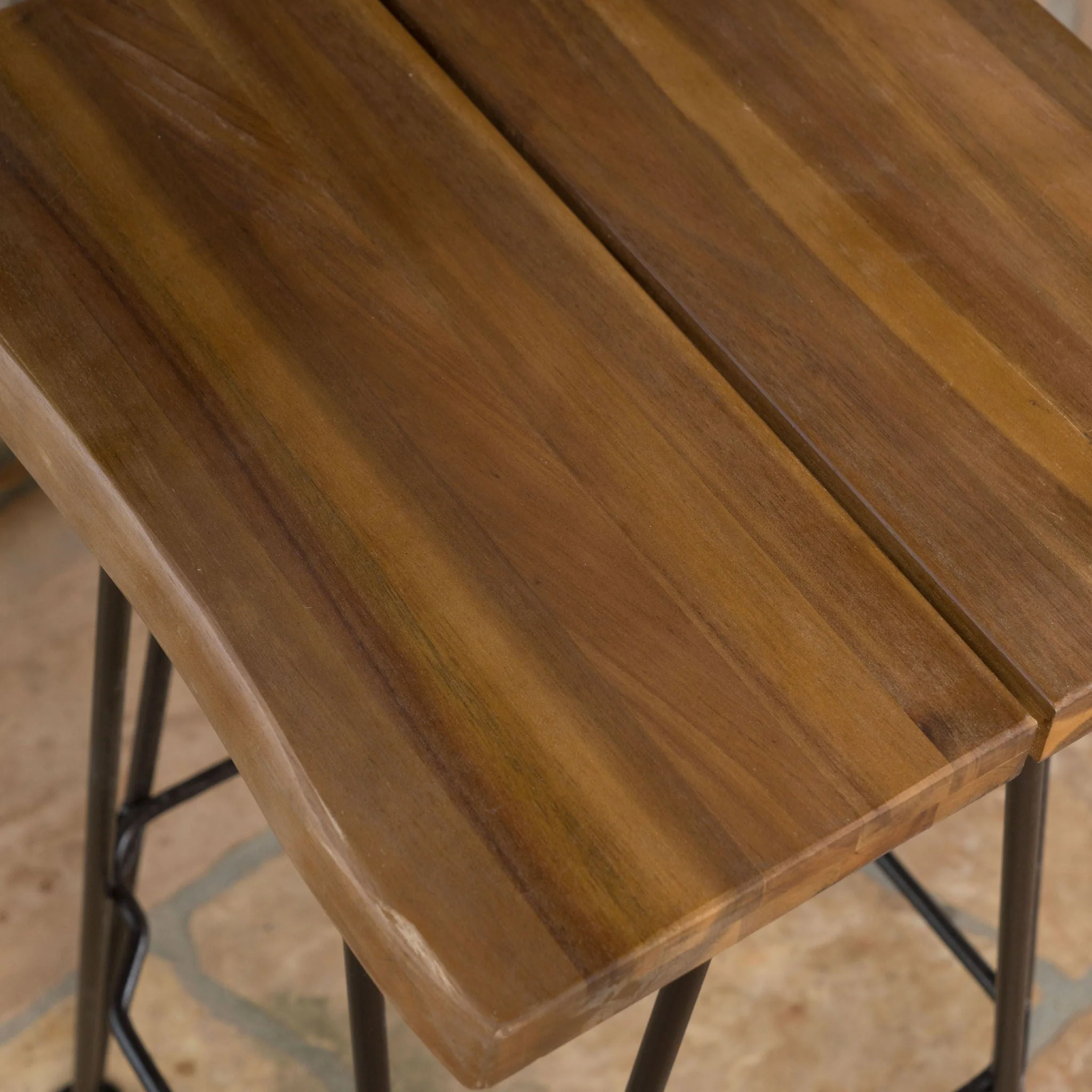Outdoor Barstool With Angled Metal Legs - Brown - Image 2