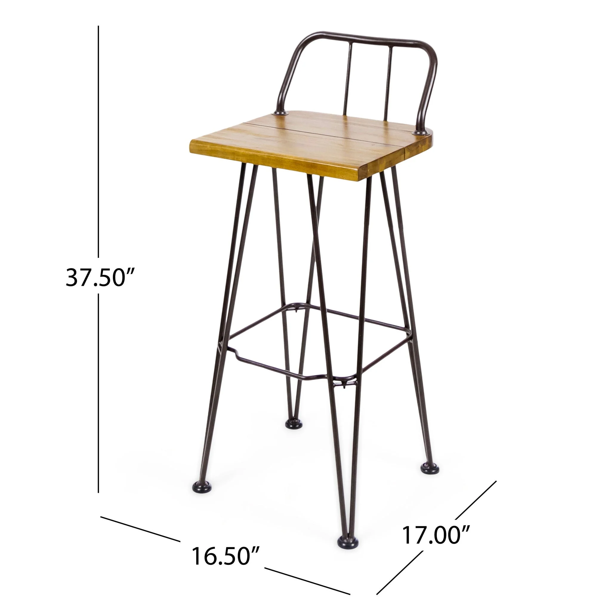 Outdoor Barstool With Angled Metal Legs - Brown - Image 3
