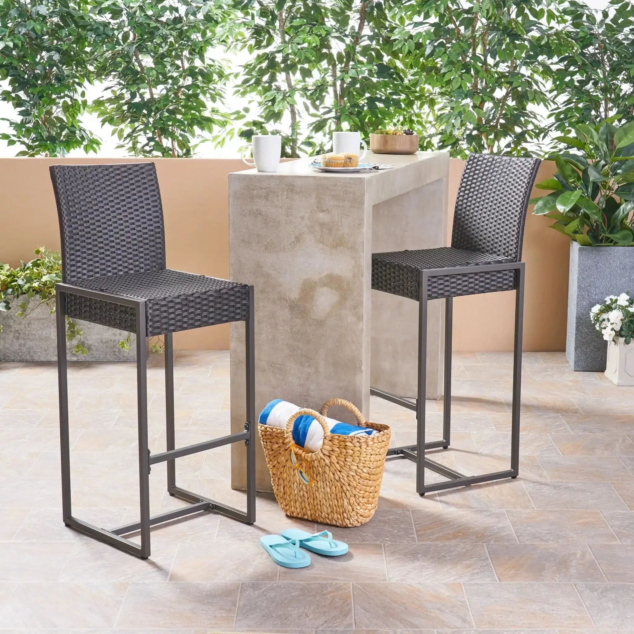 Outdoor Barstool With Hand Crafted Details (Set of 2) - Image 6
