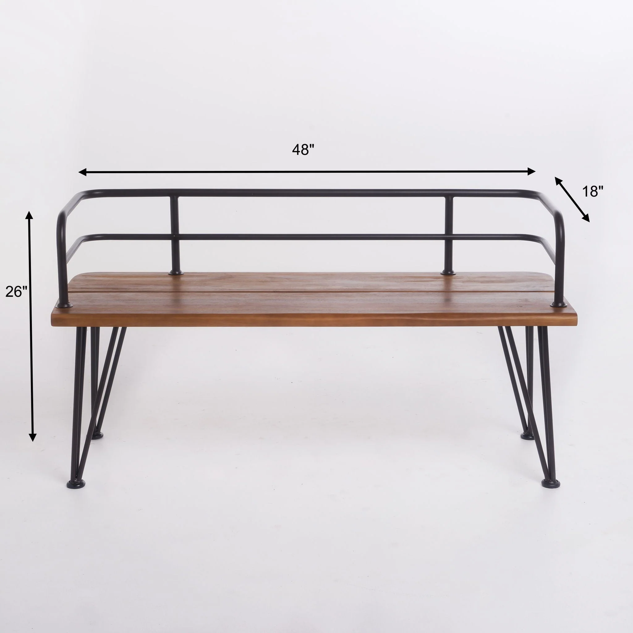 Outdoor Bench With Powder Coated Iron Frame - Teak - Image 2