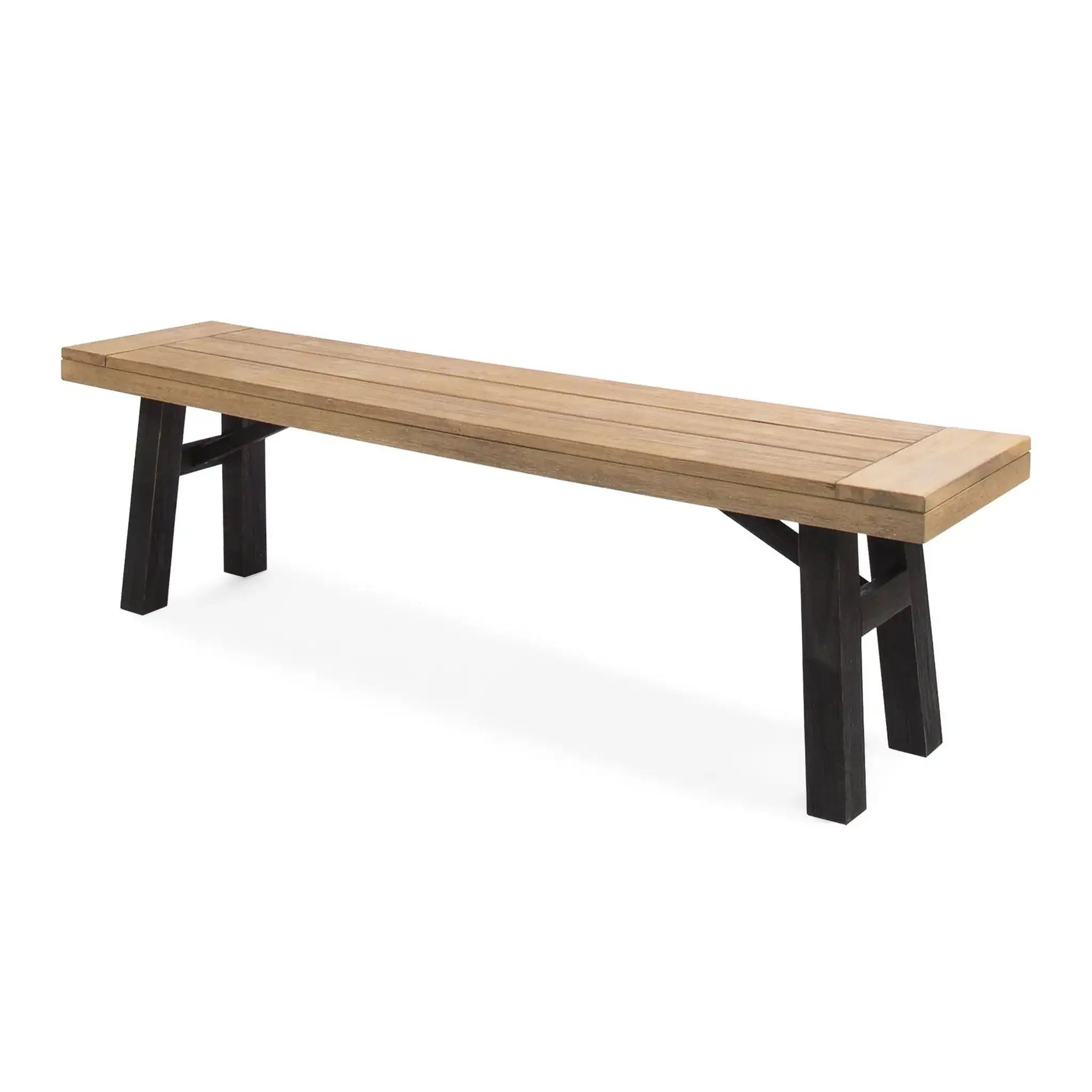 Outdoor Bench With Slat Panel Design And Acacia Wood Frame - Image 2