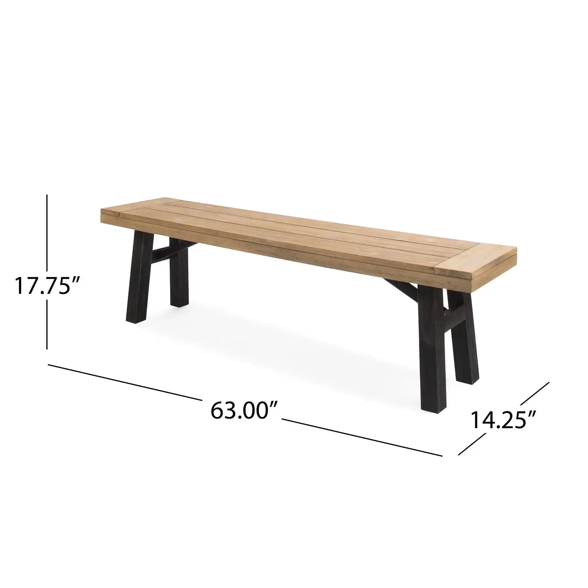 Outdoor Bench With Slat Panel Design And Acacia Wood Frame - Image 5