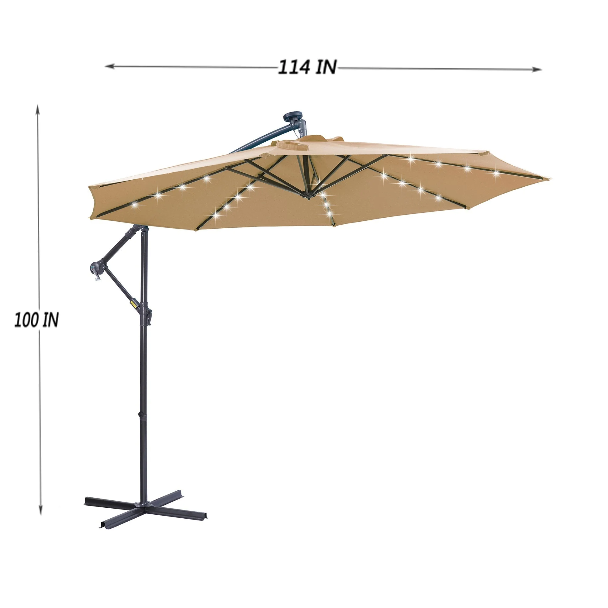 Outdoor Cantilever Patio Umbrella with 32 LED Lights, 10 ft - Image 3