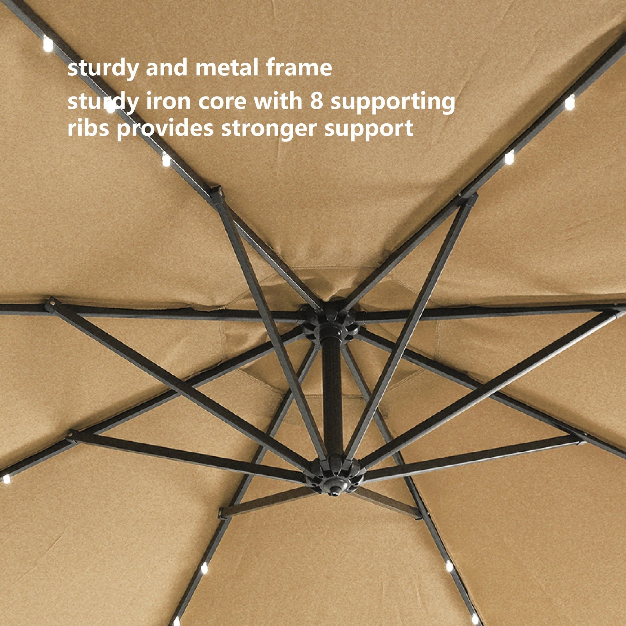 Outdoor Cantilever Patio Umbrella with 32 LED Lights, 10 ft - Image 5
