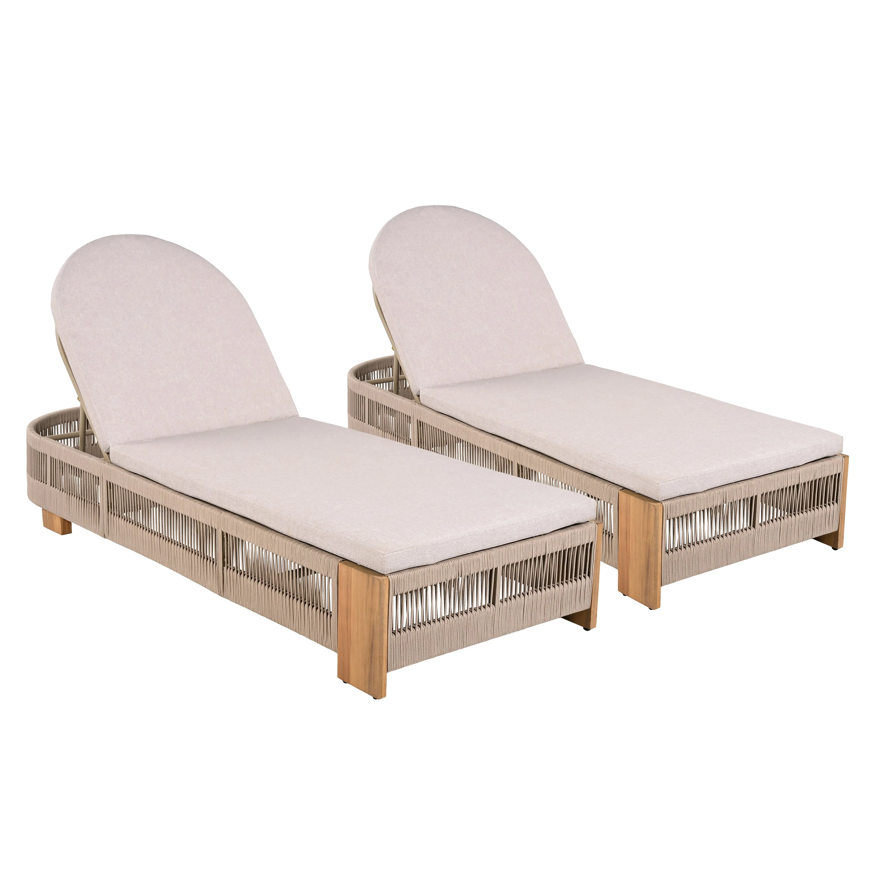Outdoor Chaise Lounge Chair, Acacia Wood with Adjustable Backrest and Cushion - Image 10