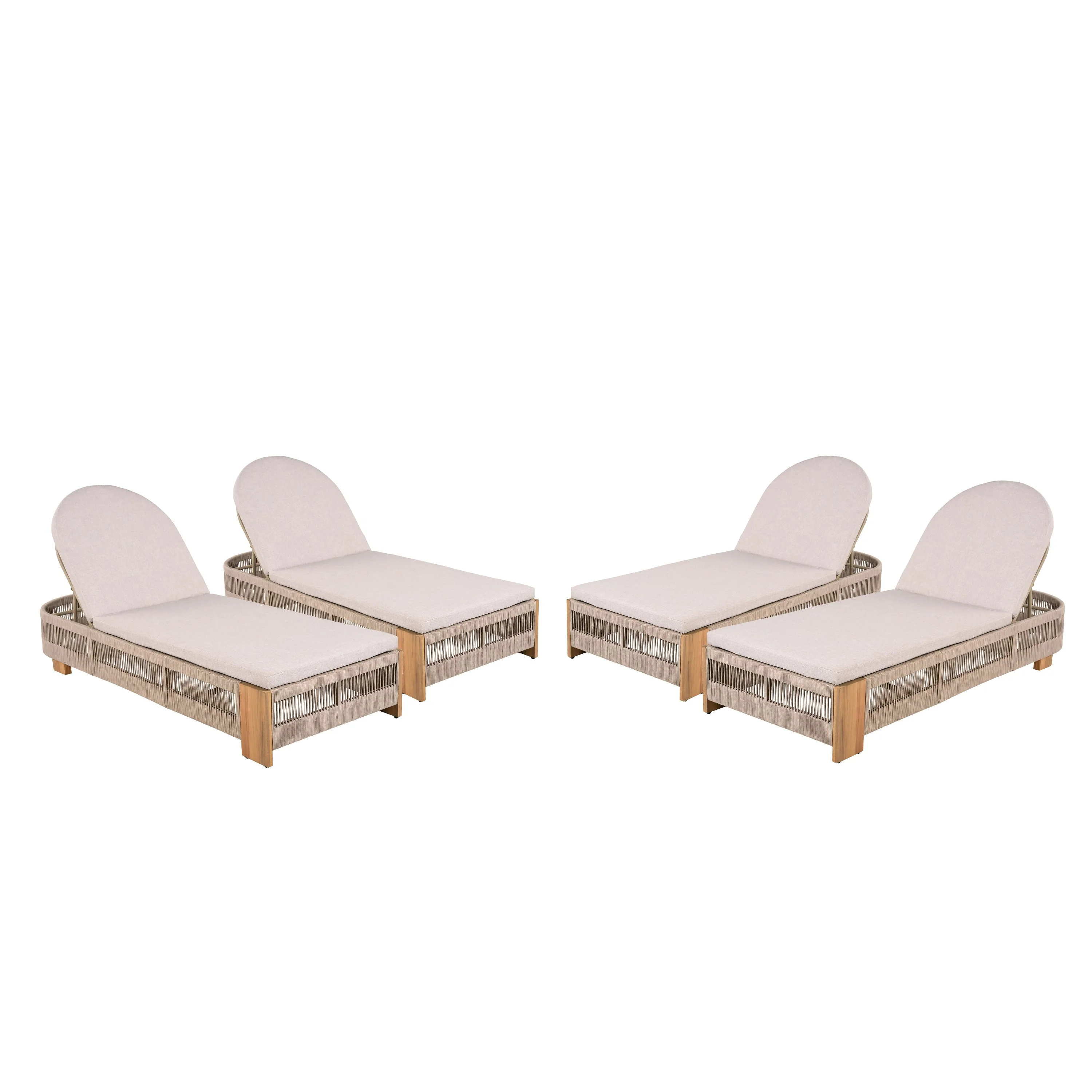 Outdoor Chaise Lounge Chair, Acacia Wood with Adjustable Backrest and Cushion - Image 11