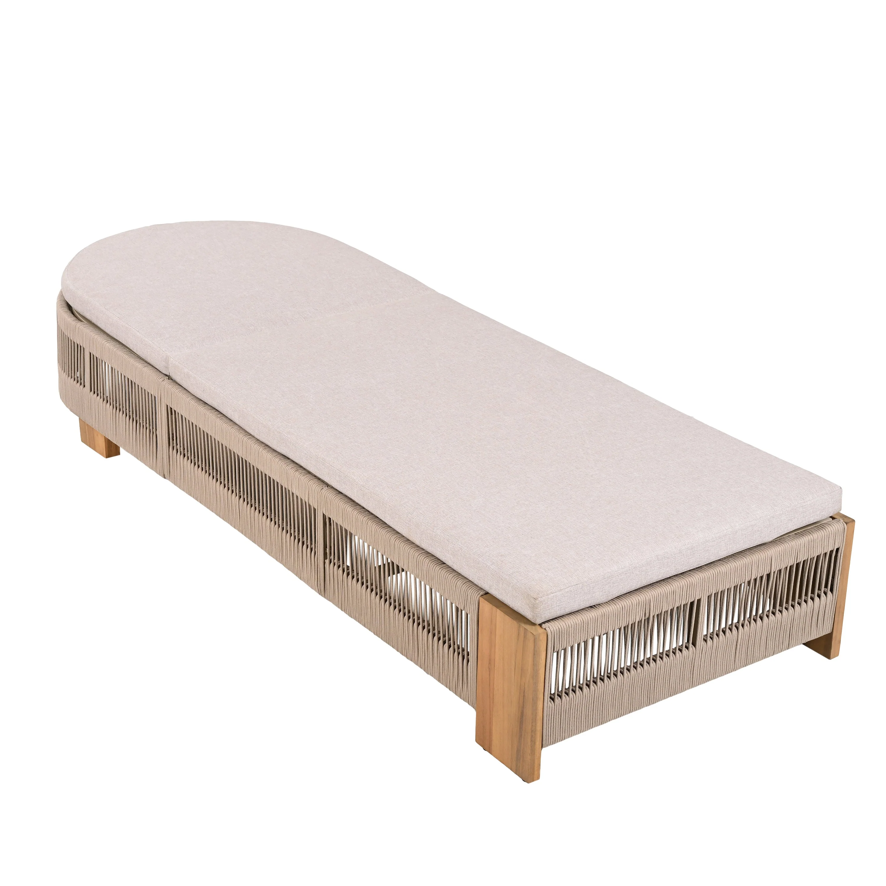 Outdoor Chaise Lounge Chair, Acacia Wood with Adjustable Backrest and Cushion - Image 14