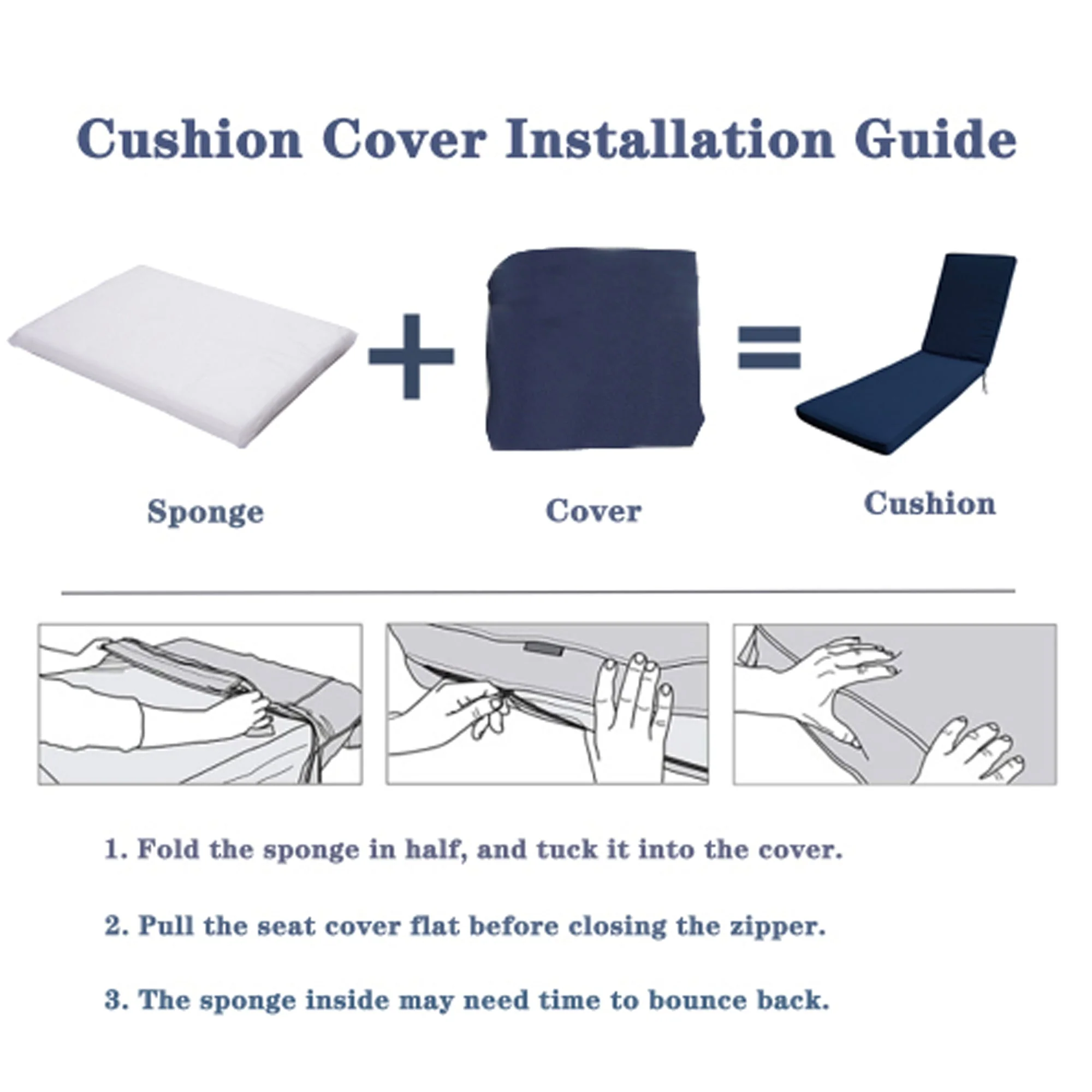 Outdoor Chaise Lounge Chair Cushion - Navy Blue Polyester - Image 10