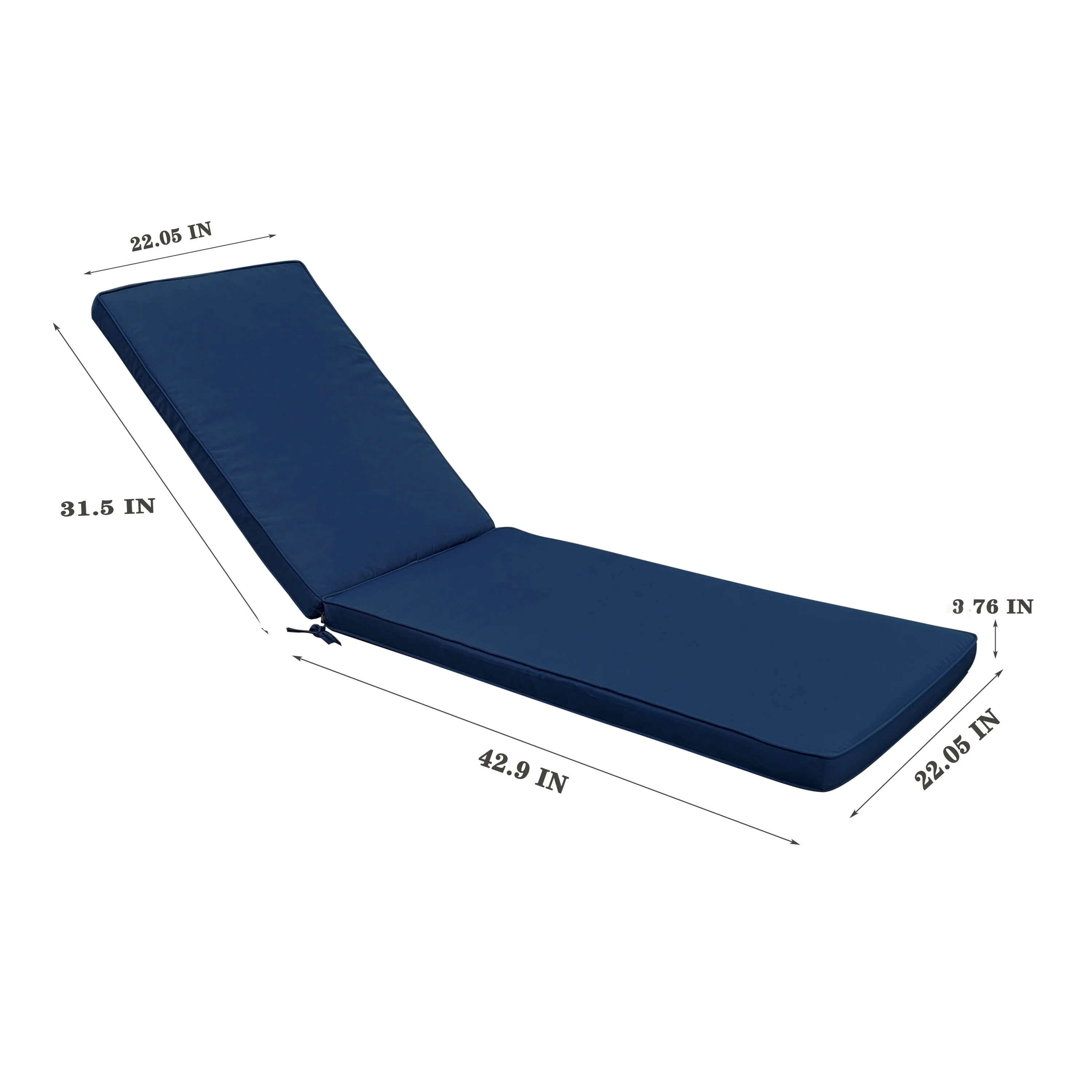 Outdoor Chaise Lounge Chair Cushion - Navy Blue Polyester - Image 3