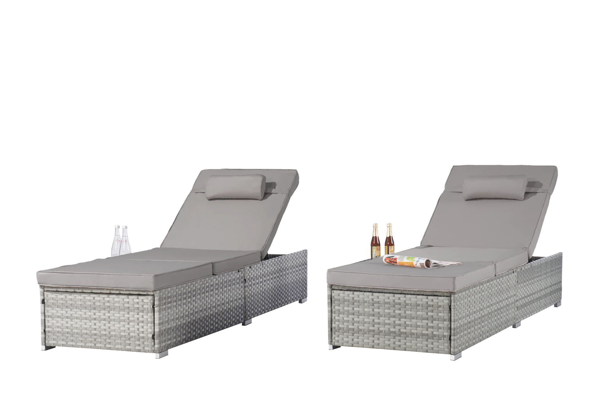 Outdoor Chaise Lounge Chair Set of 2 with Patio Pool Chairs Tanning Lounges - Image 4
