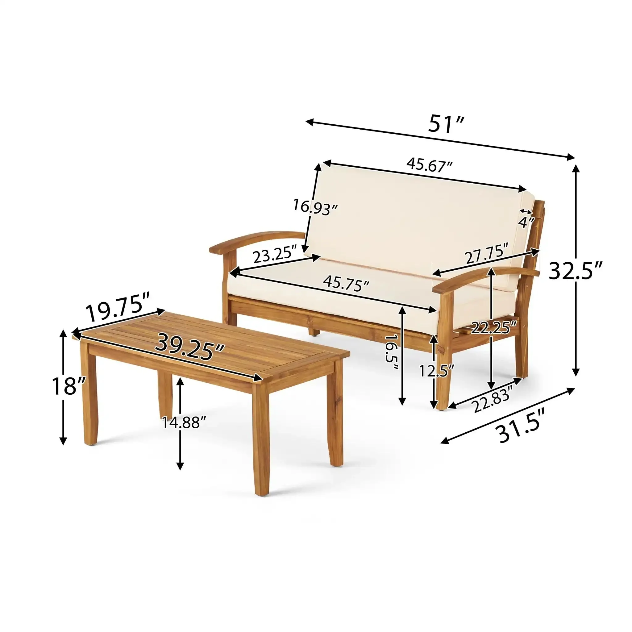 Outdoor Chat Set With Coffee Table And Loveseat - Image 8