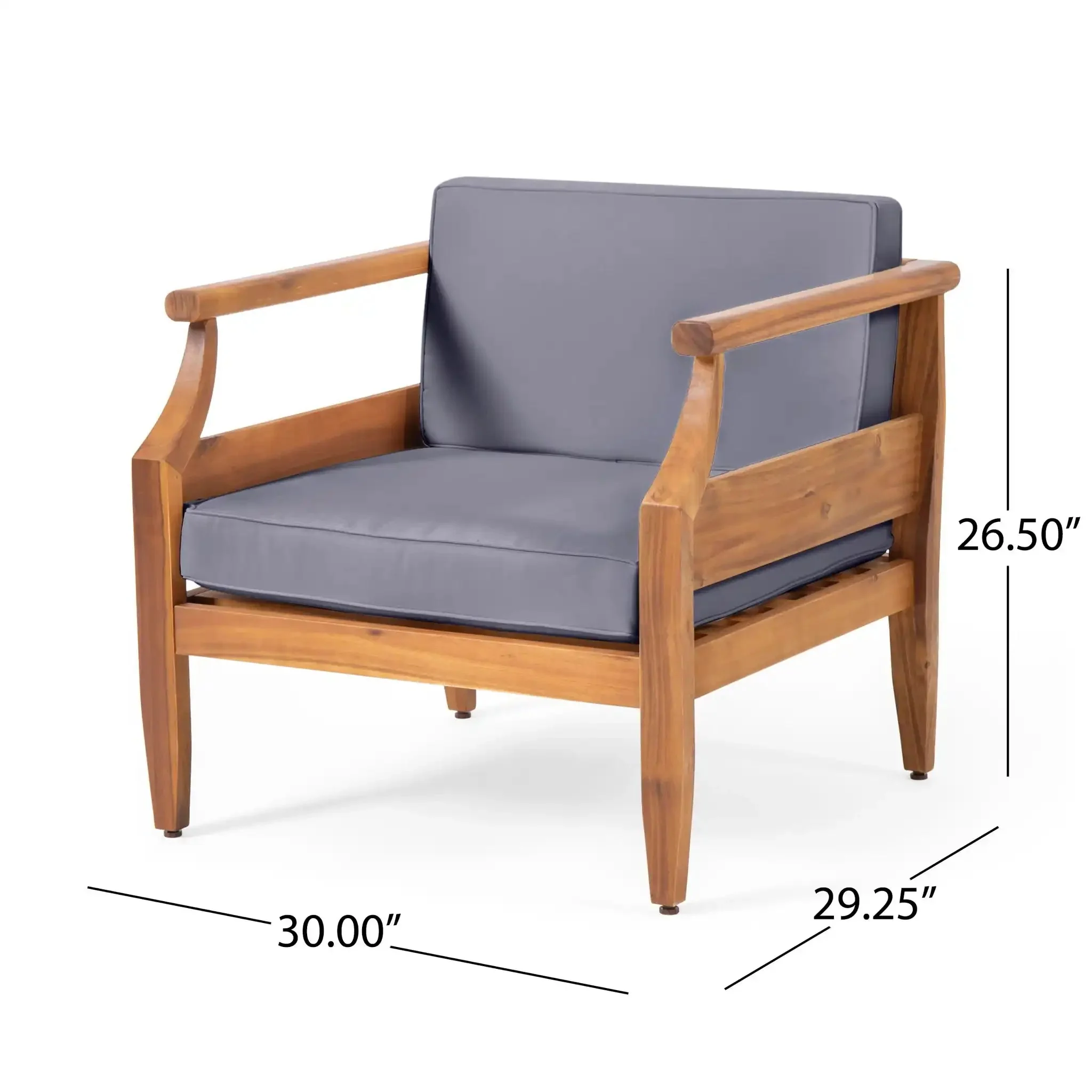 Outdoor Club Chair With Recessed Arms And Cushions - Image 5