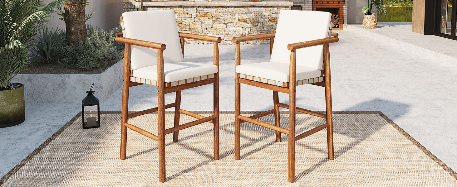 Outdoor Counter Height Bar Stools Set of 2 with Cushions - Image 7