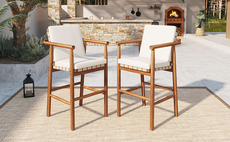 Outdoor Counter Height Bar Stools Set of 2 with Cushions - Image 8