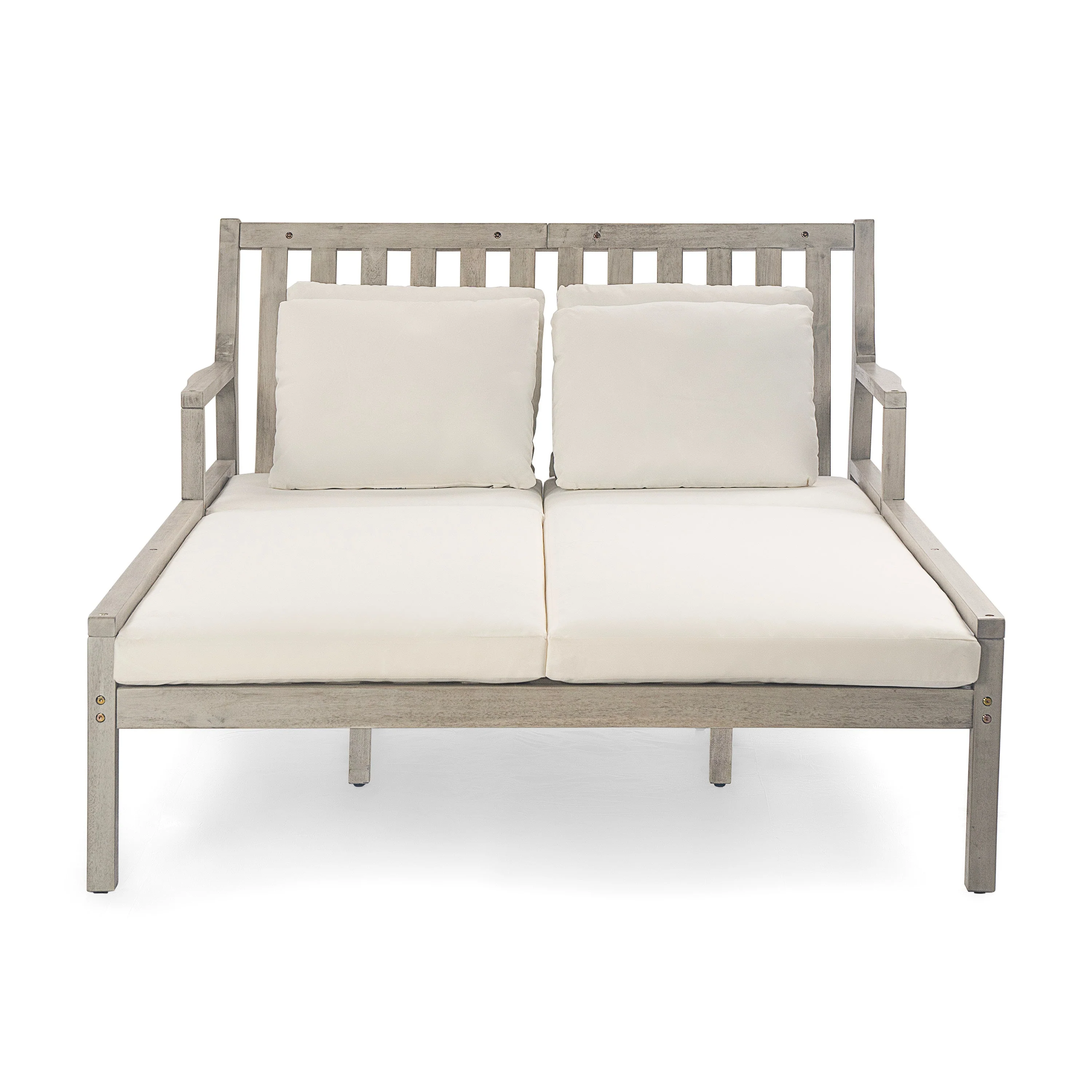 Outdoor Daybed With Four Pillows (Gray+Beige Cushion) - Image 10