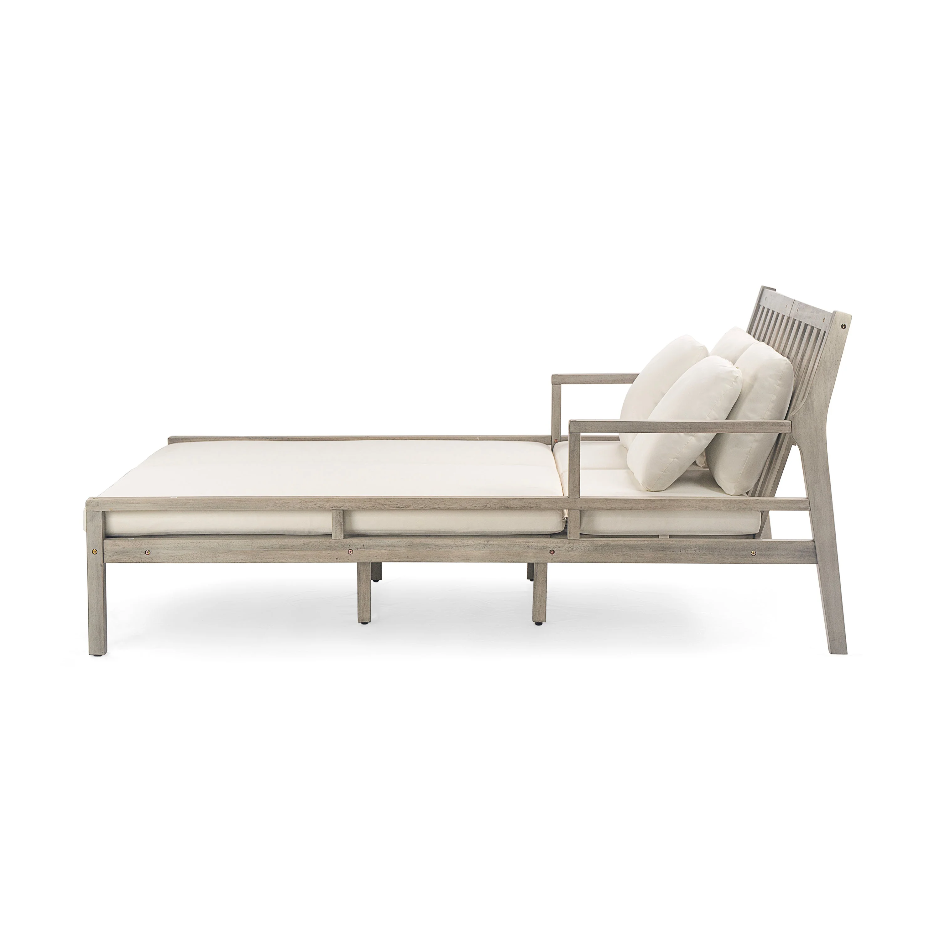 Outdoor Daybed With Four Pillows (Gray+Beige Cushion) - Image 12
