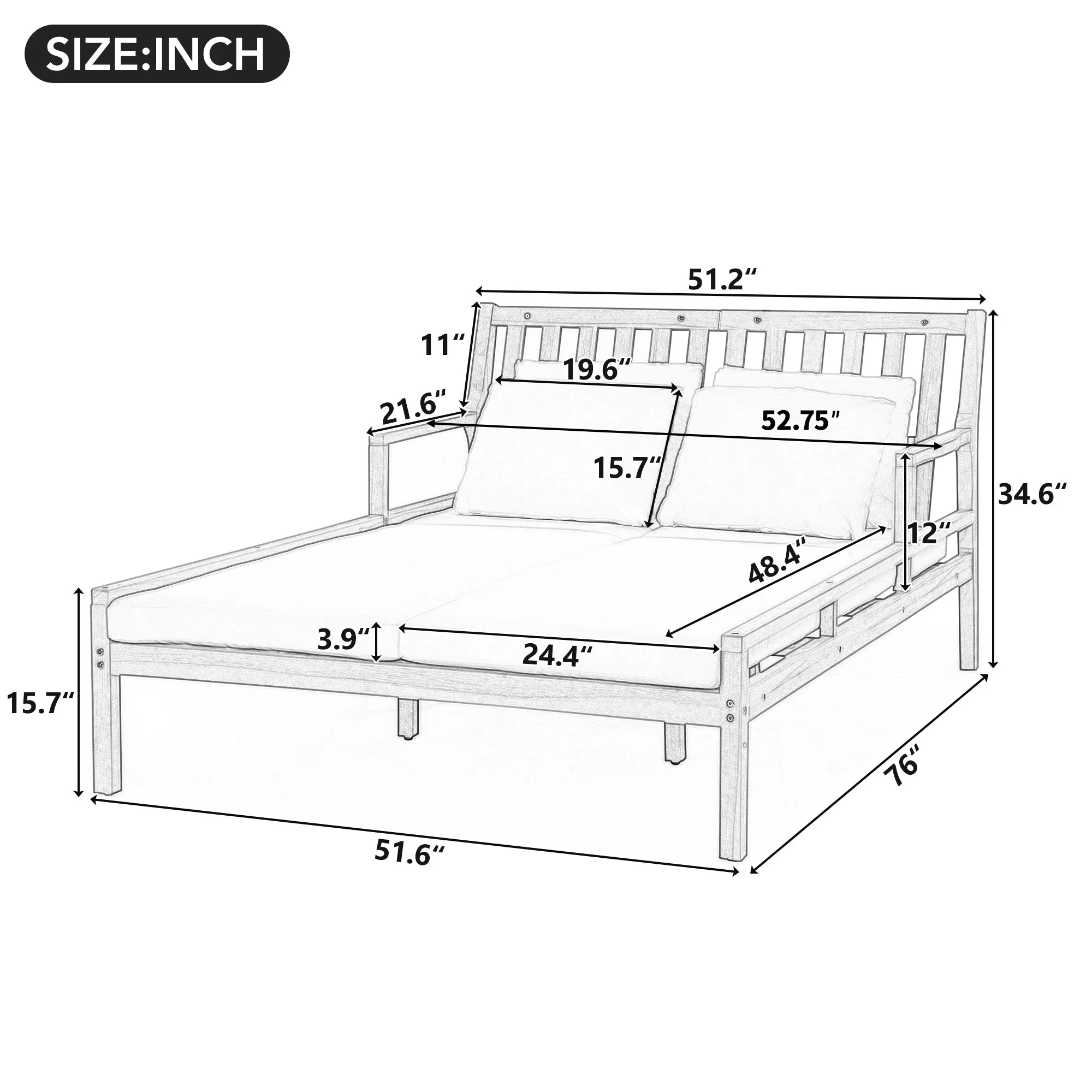 Outdoor Daybed With Four Pillows (Gray+Beige Cushion) - Image 4