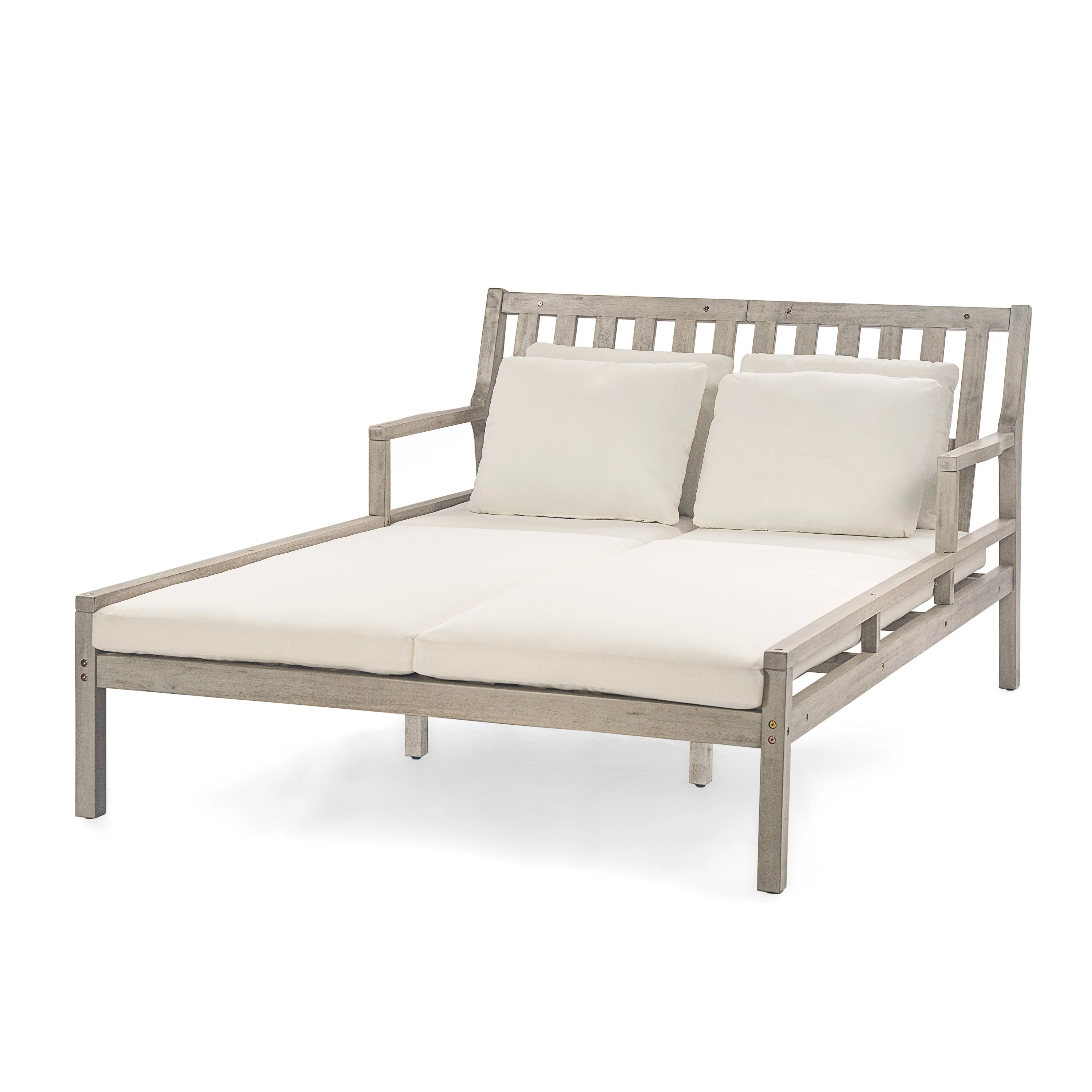 Outdoor Daybed With Four Pillows (Gray+Beige Cushion) - Image 9