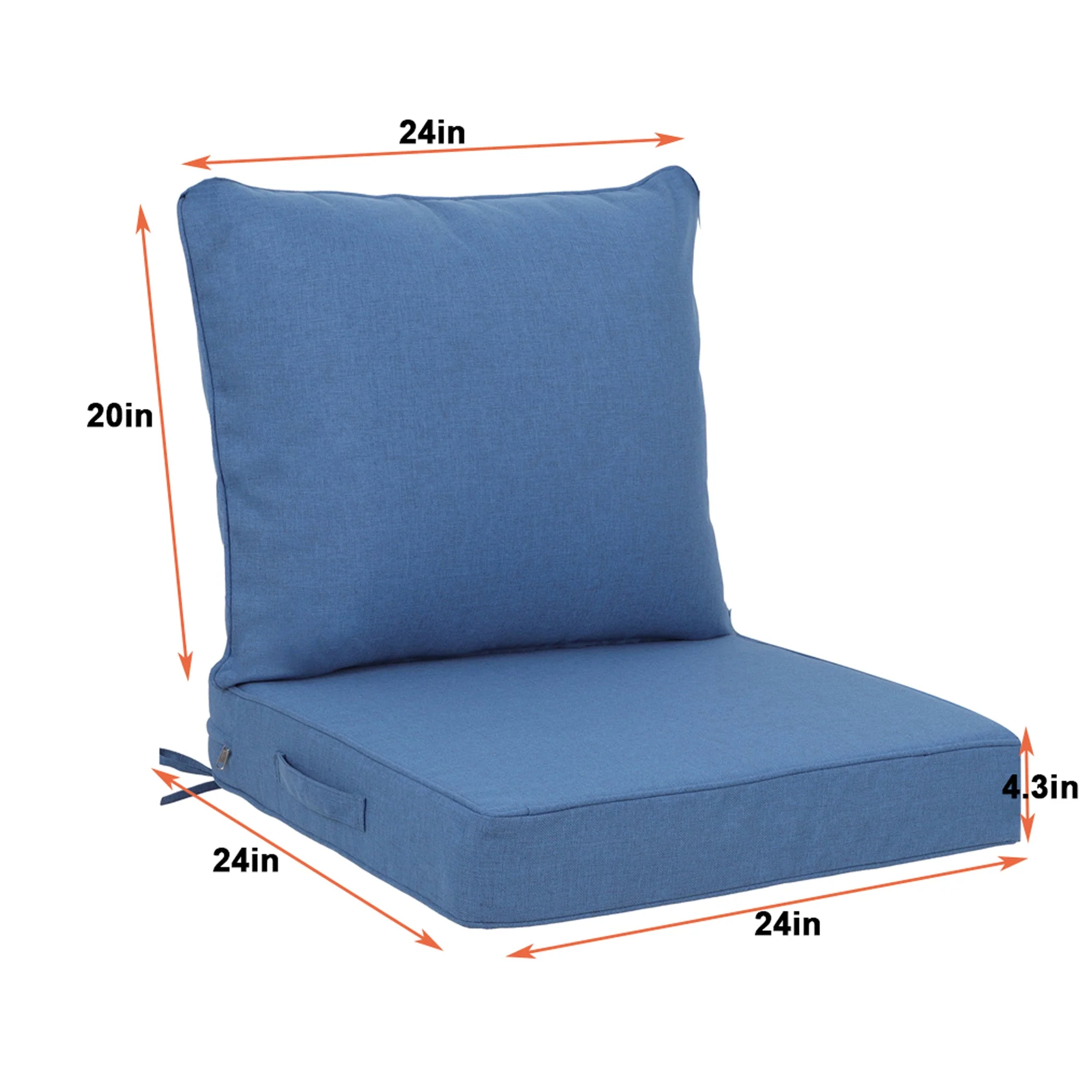 Outdoor Deep Seat Cushion Set - Navy Blue, 24x24 Inch - Image 4