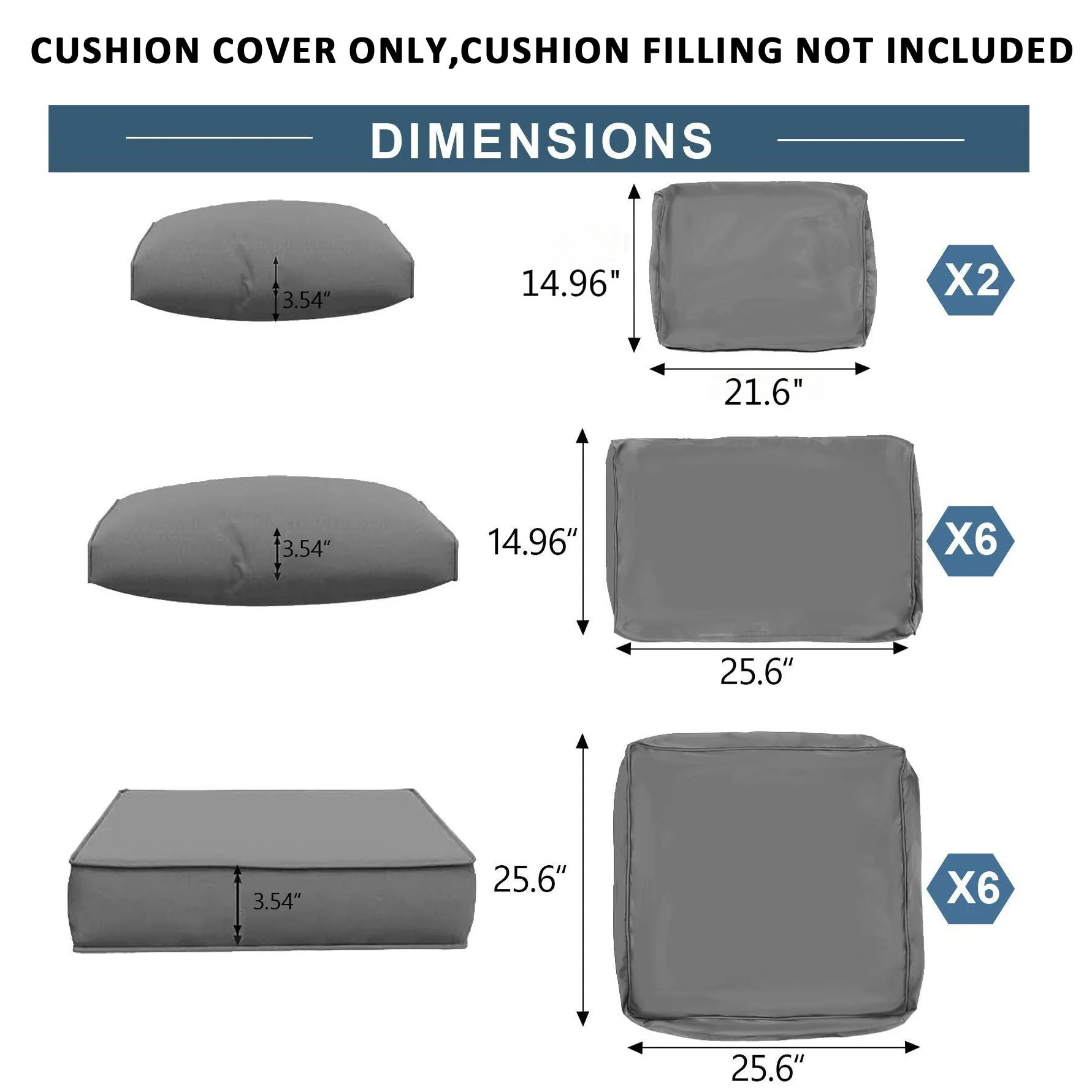 Outdoor Deep Seat Cushions for Patio Furniture Replacement, Cushion Set for Sectionals - Image 4