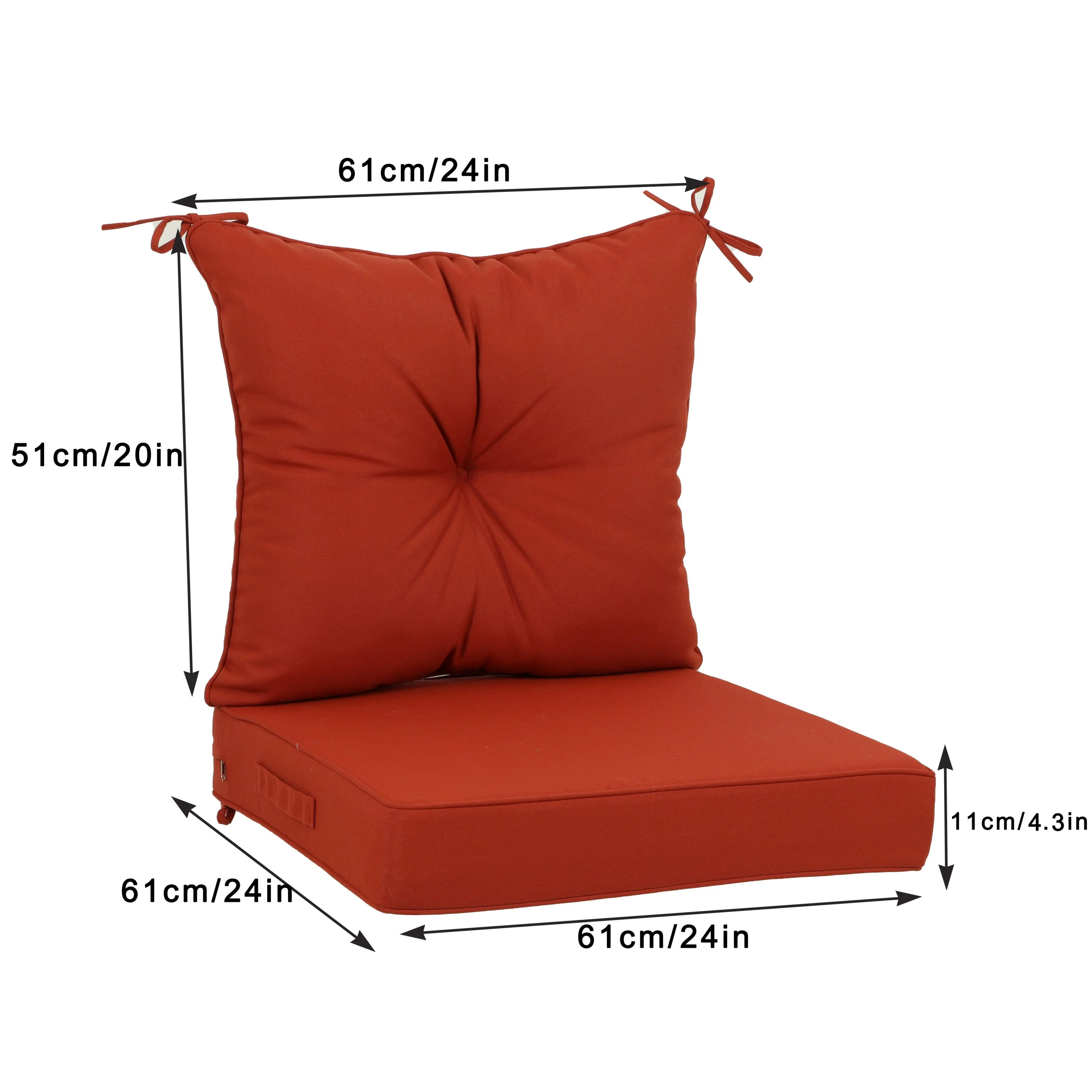 Outdoor Deep Seat Cushions for Patio Furniture, Set of 2 - Image 9