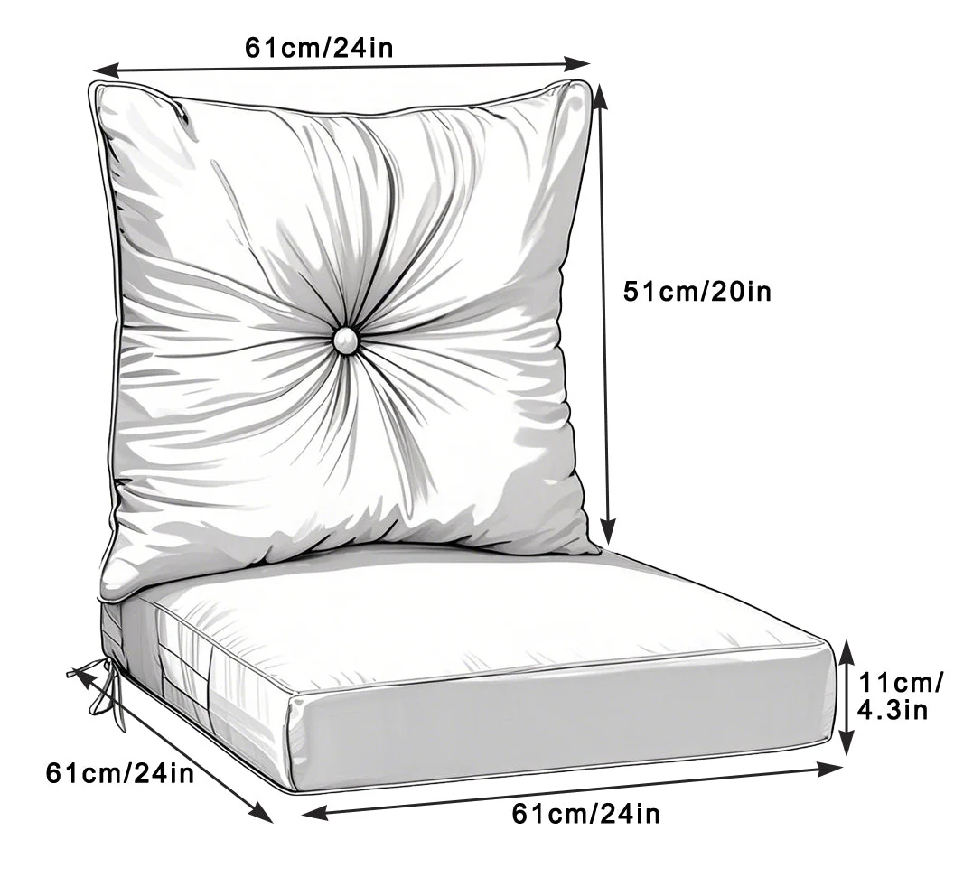 Outdoor Deep Seat Cushions for Patio Furniture, Set of 2 - Image 8