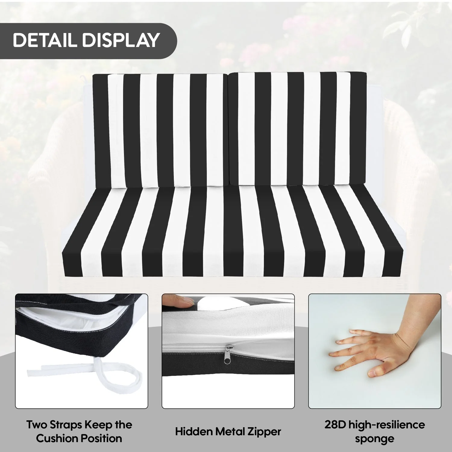 Outdoor Deep Seat Cushions for Patio Furniture, Set of 2 - Image 13