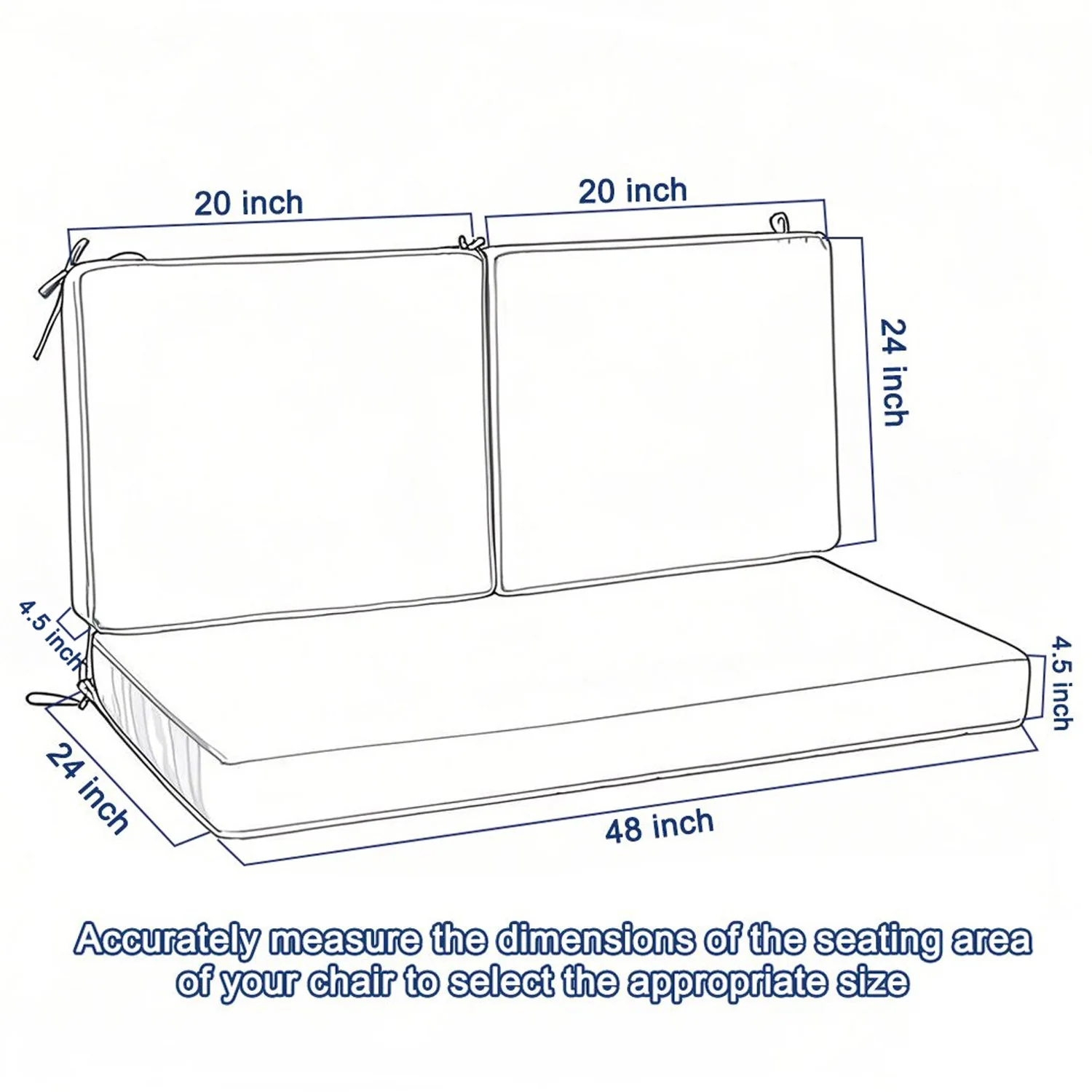 Outdoor Deep Seat Cushions for Patio Furniture, Set of 2 - Image 3