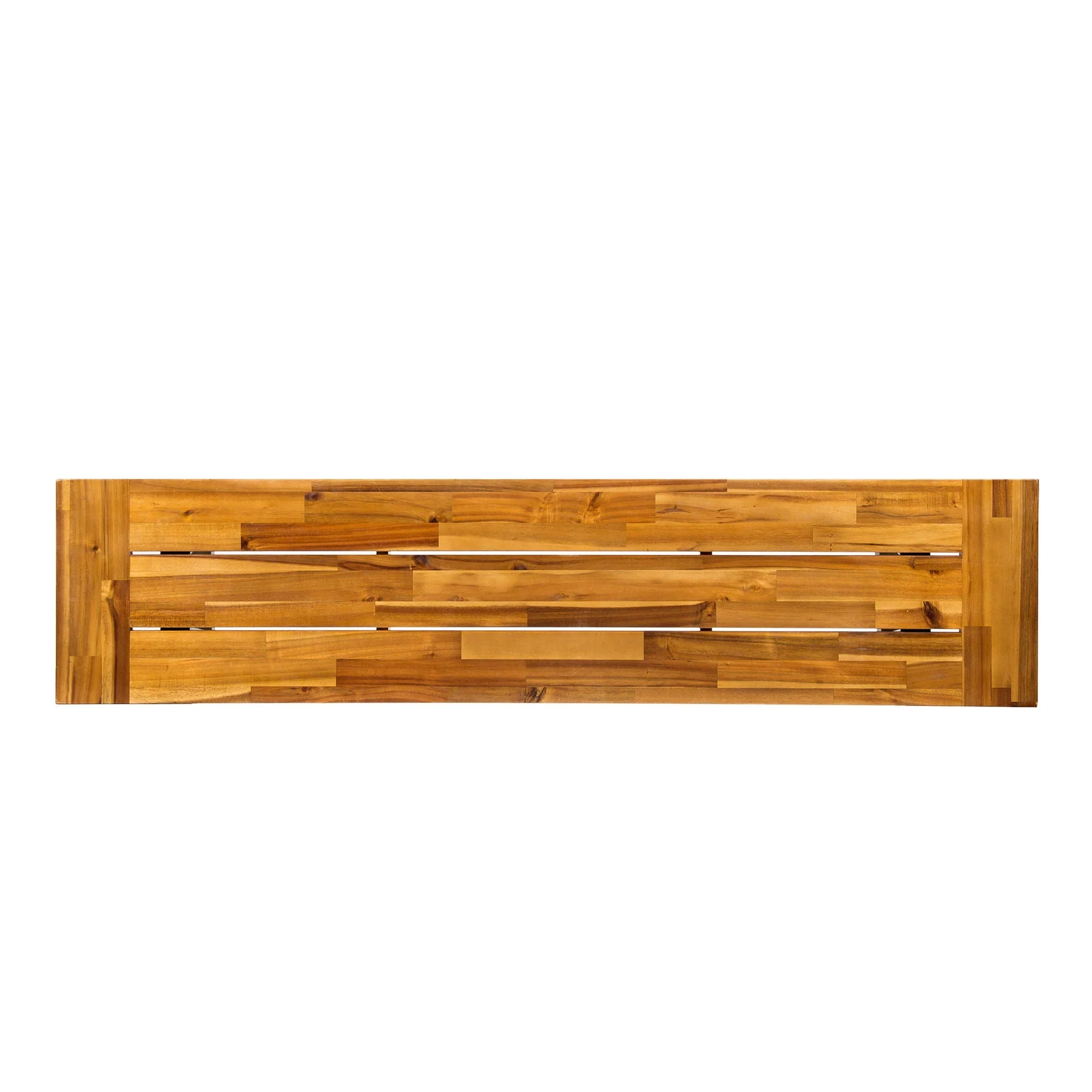 Outdoor Dining Bench, Patio Backless Bench - Teak / Black - Image 3