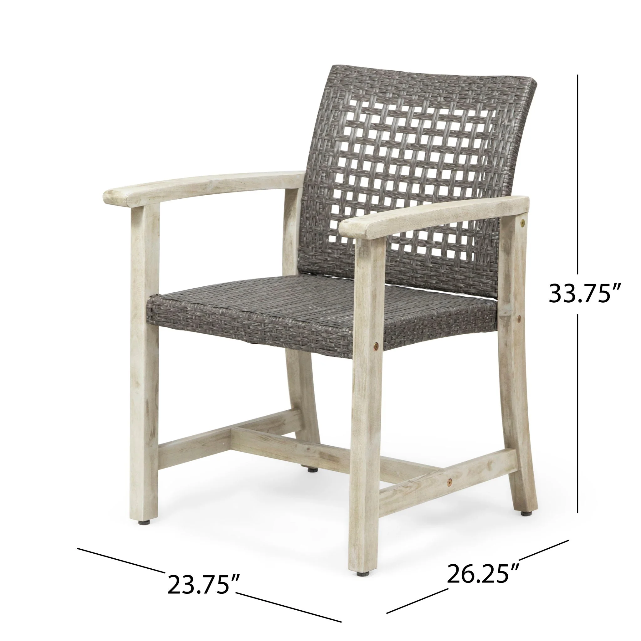 Outdoor Dining Chair Acacia Wood Frame (Set of 2) - Image 3