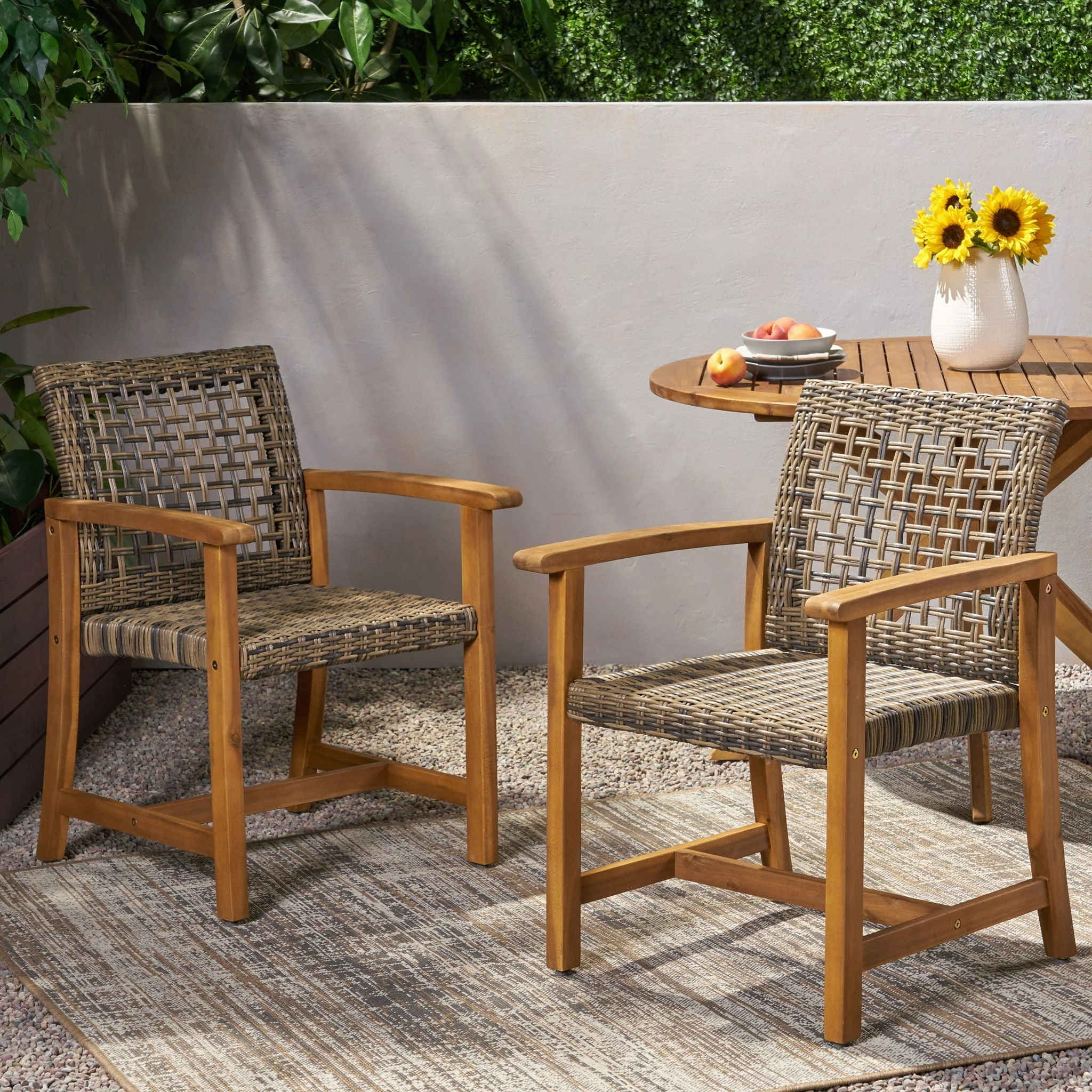 Outdoor Dining Chair Acacia Wood Frame (Set of 2) - Image 4