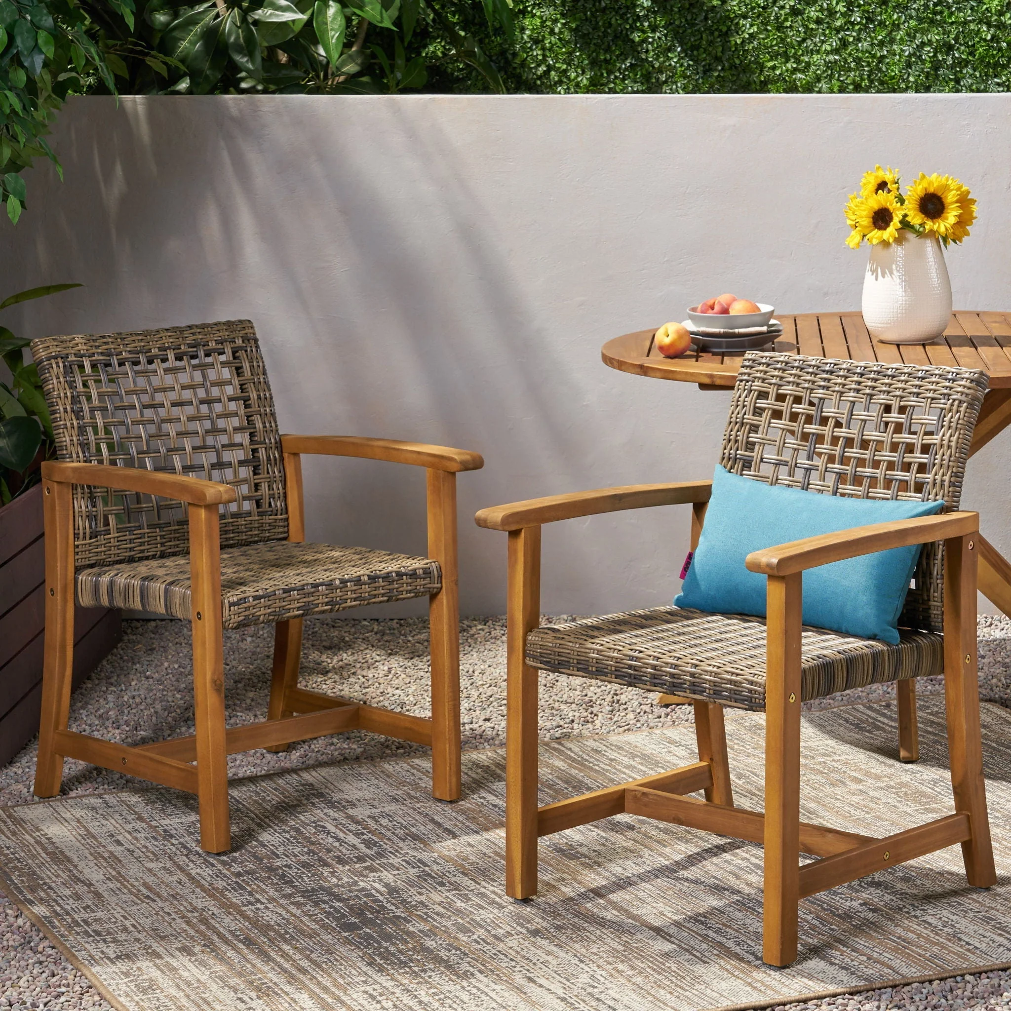 Outdoor Dining Chair Acacia Wood Frame (Set of 2) - Image 5