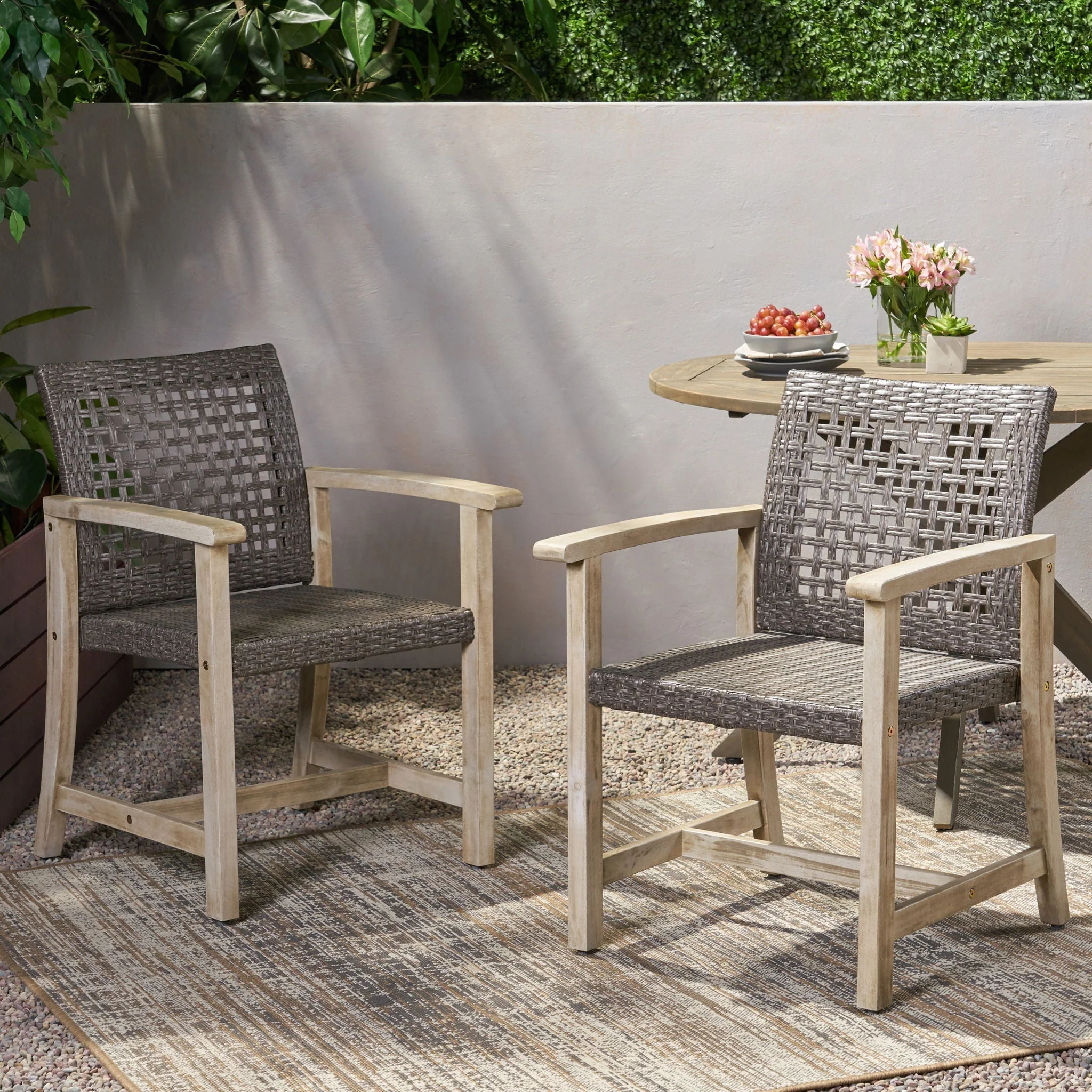 Outdoor Dining Chair Acacia Wood Frame (Set of 2) - Image 6