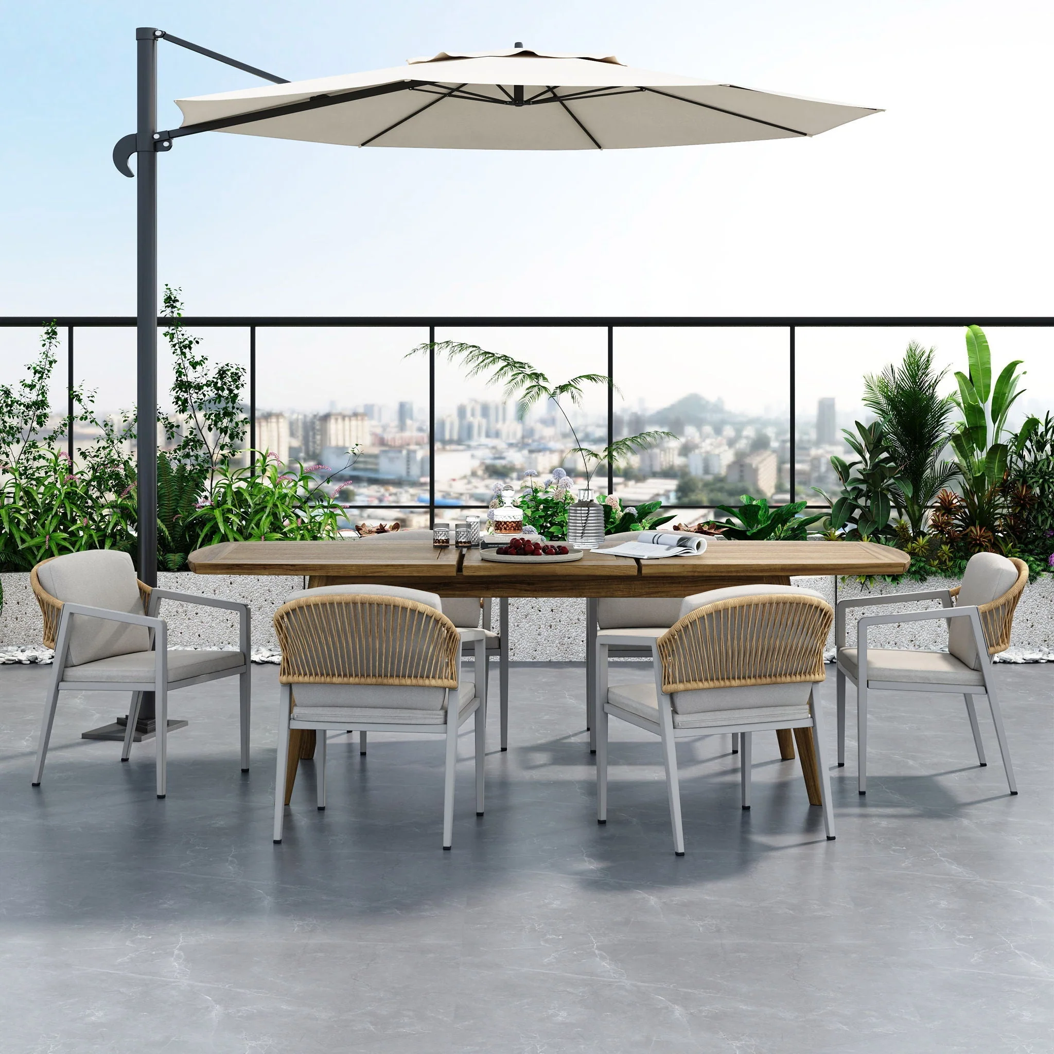 Outdoor Dining Chair (Set of 2) Wicker Rattan Woven Patio Chairs, Waterproof Seating - Gray - Image 3
