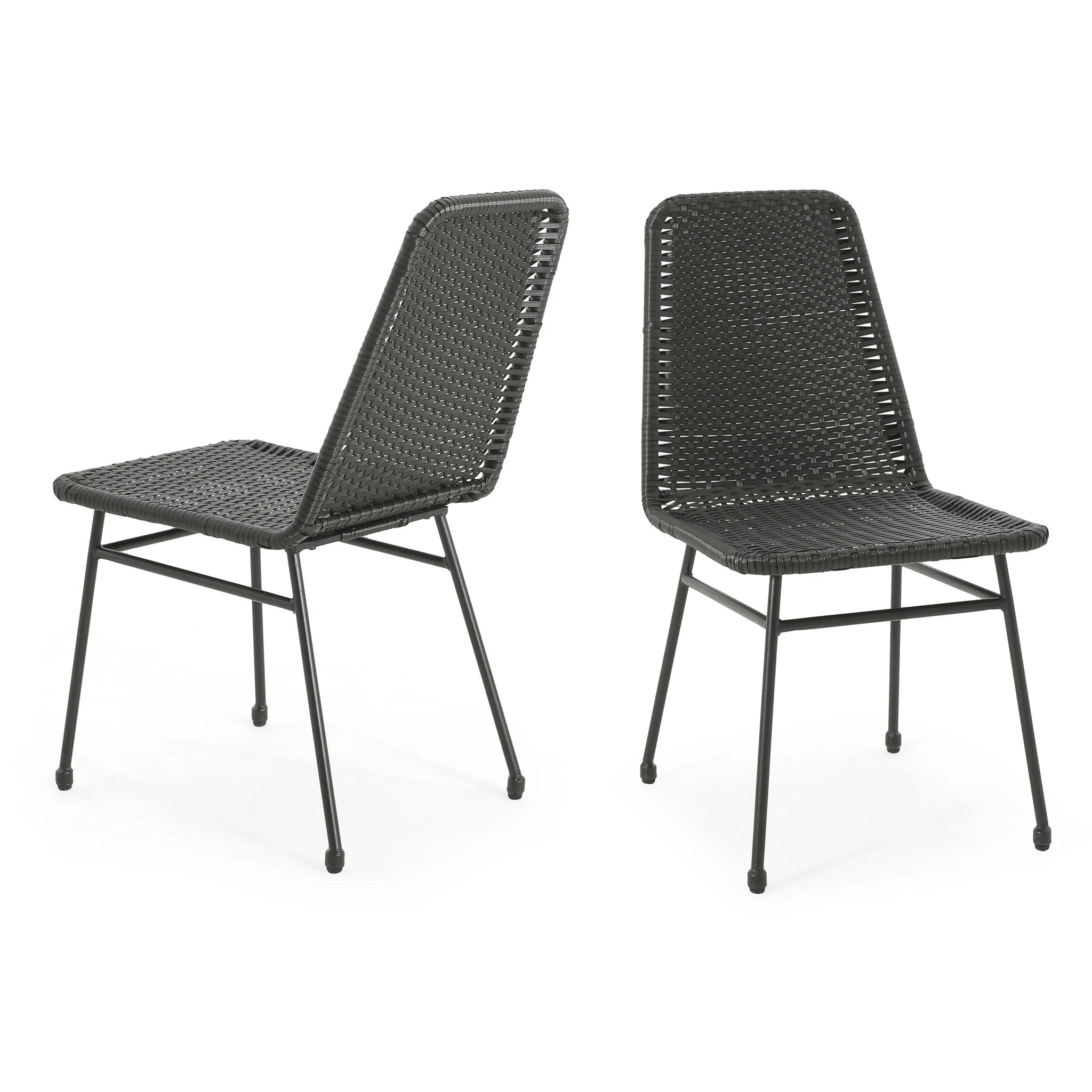 Outdoor Dining Chairs (Set of 2) with Rattan Backrest and Cushions - Image 3