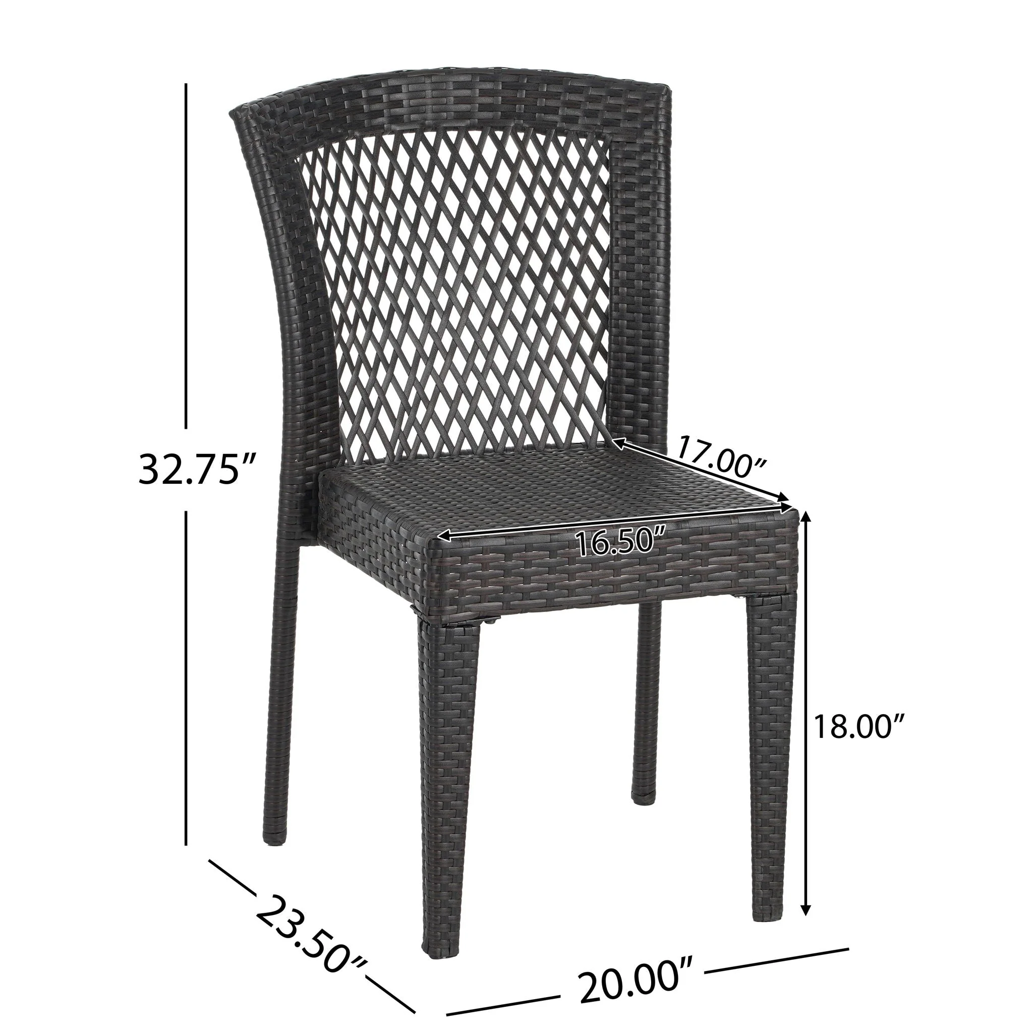 Outdoor Dining Chairs, Stackable Chairs With UV Resistant Frame (Set of 2) - Brown Multi - Image 4