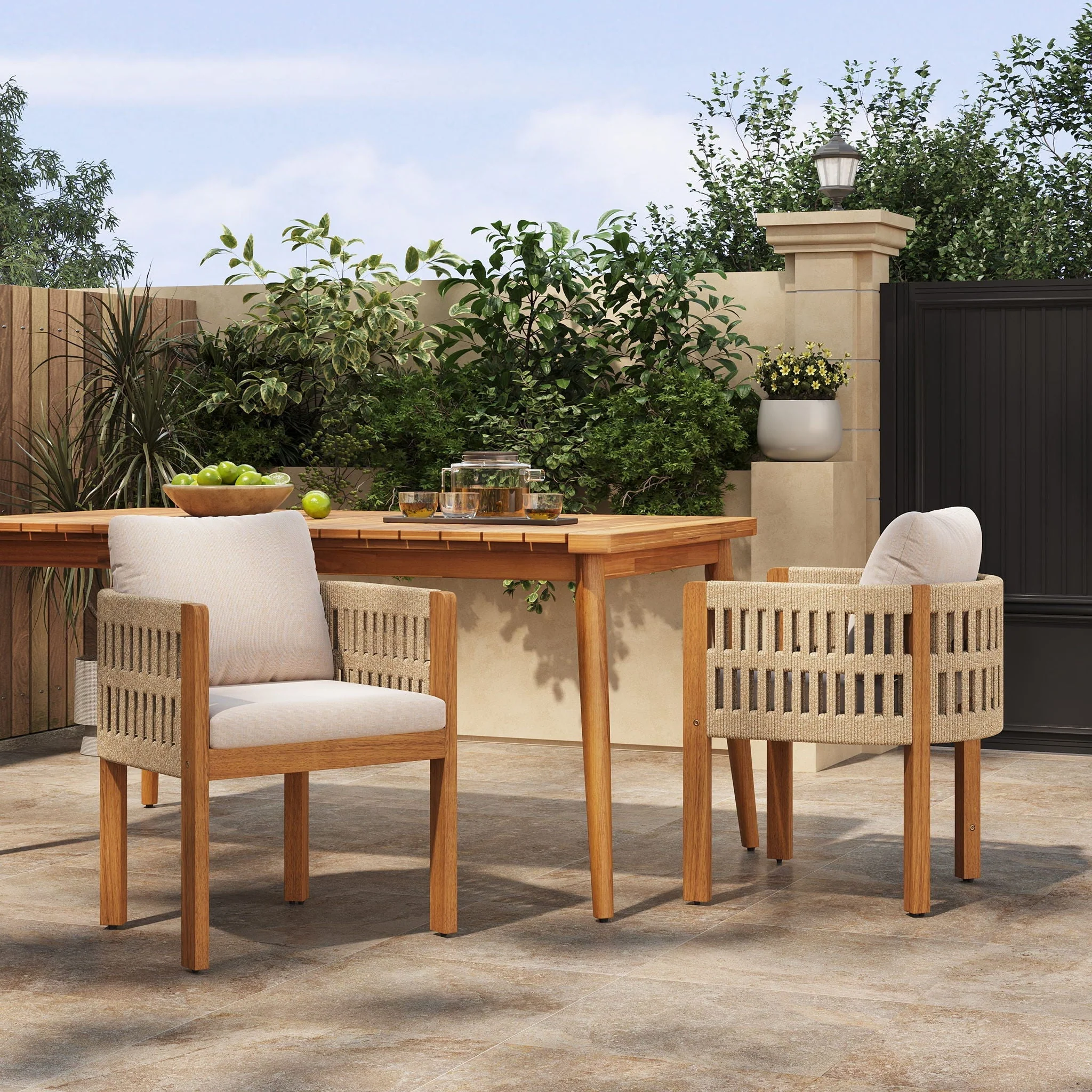 Outdoor Dining Chairs with Mix Rope Handles (Set of 2) - Image 4