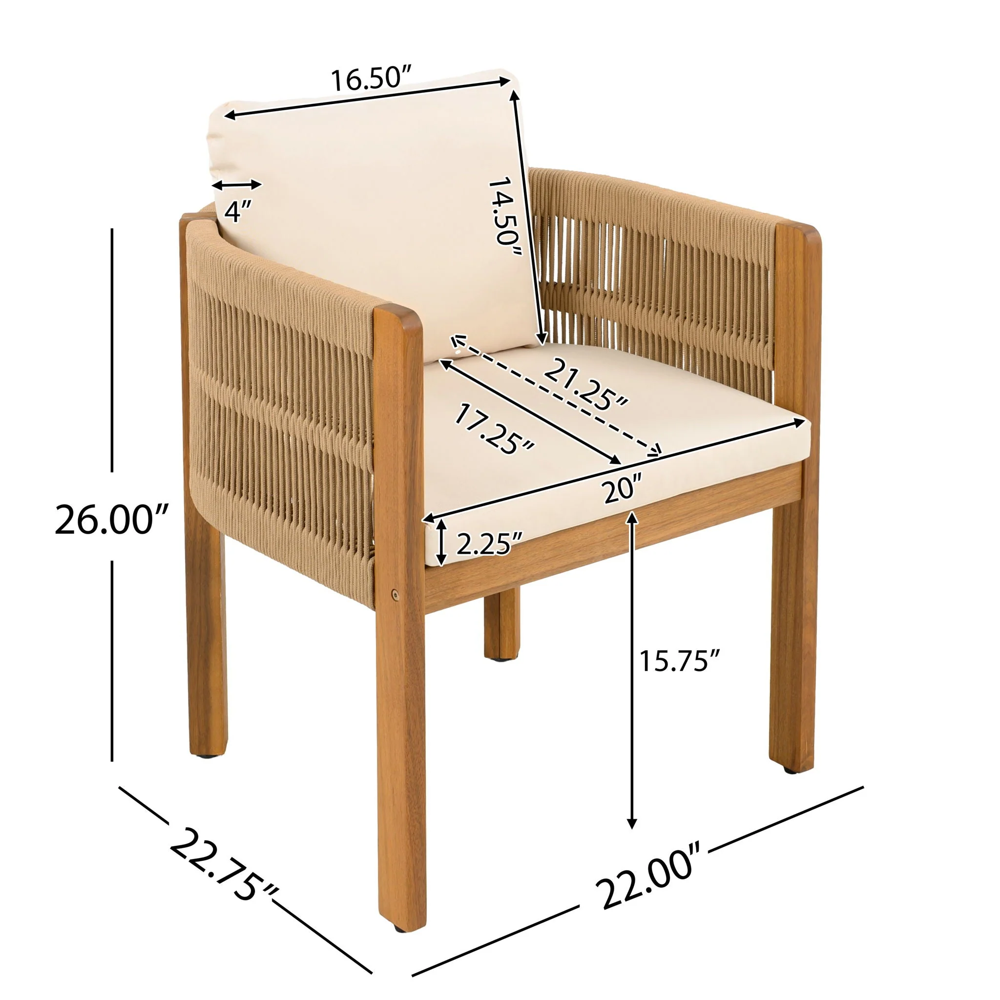 Outdoor Dining Chairs With Rope Handles (Set of 2) - Image 11