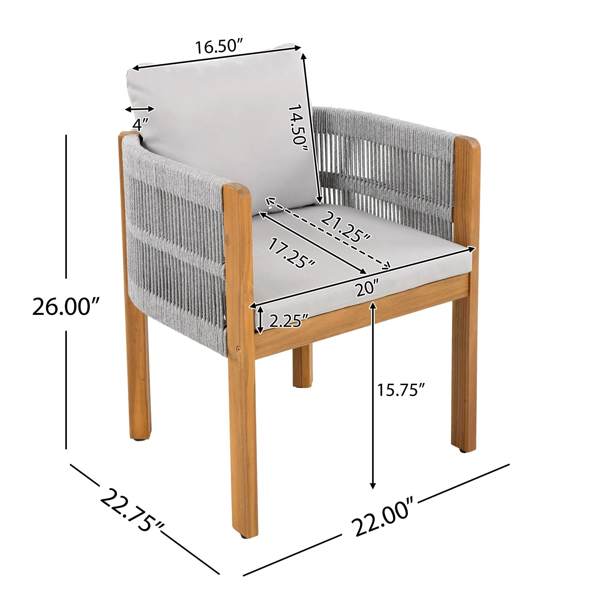 Outdoor Dining Chairs With Rope Handles (Set of 2) - Image 34