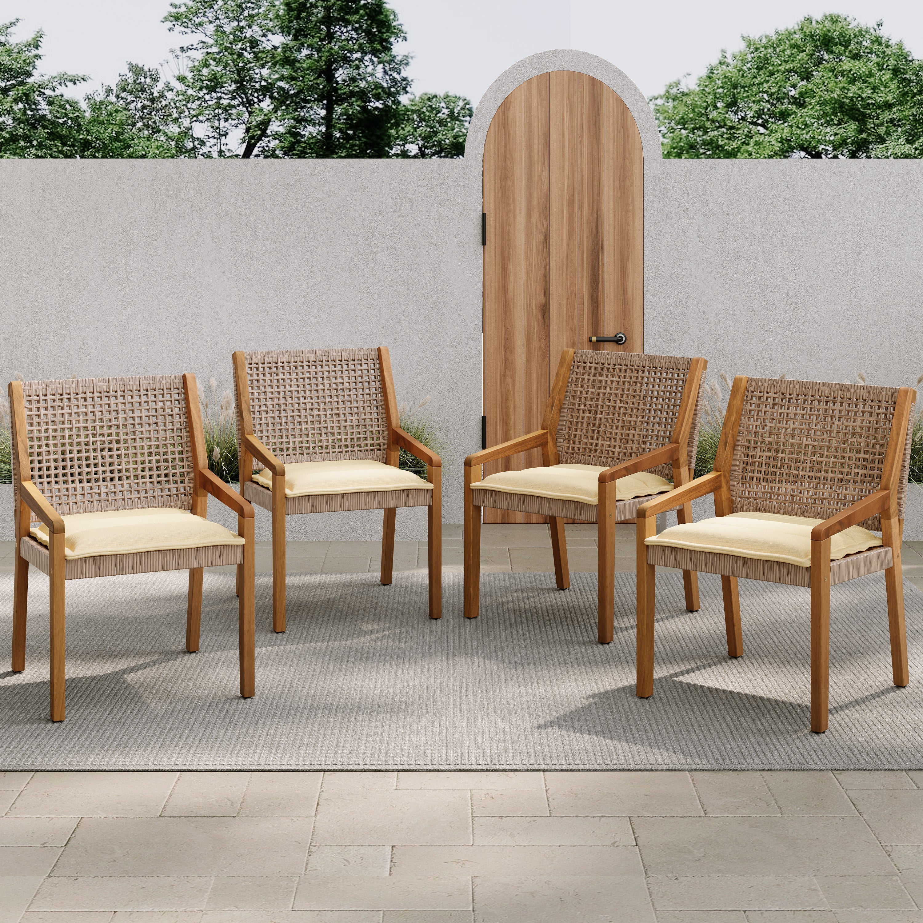 Outdoor Dining Set – Acacia Wood Hermosa Table & Wicker Chairs - Image 6