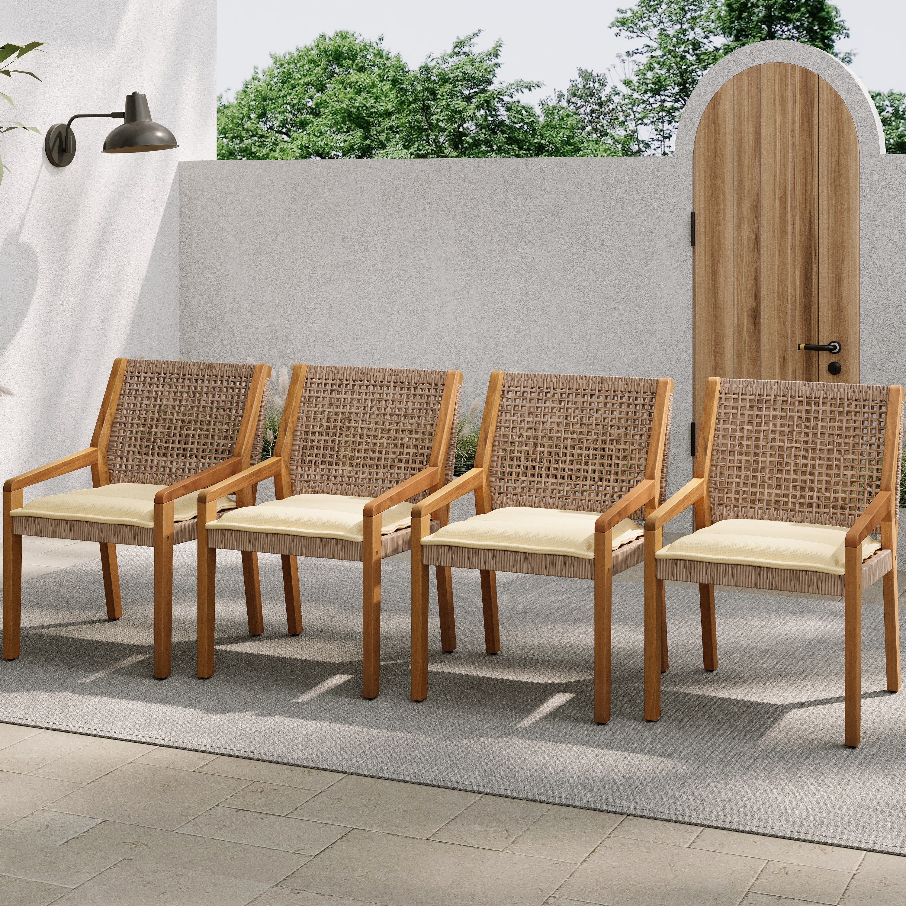 Outdoor Dining Set – Acacia Wood Hermosa Table & Wicker Chairs - Image 7