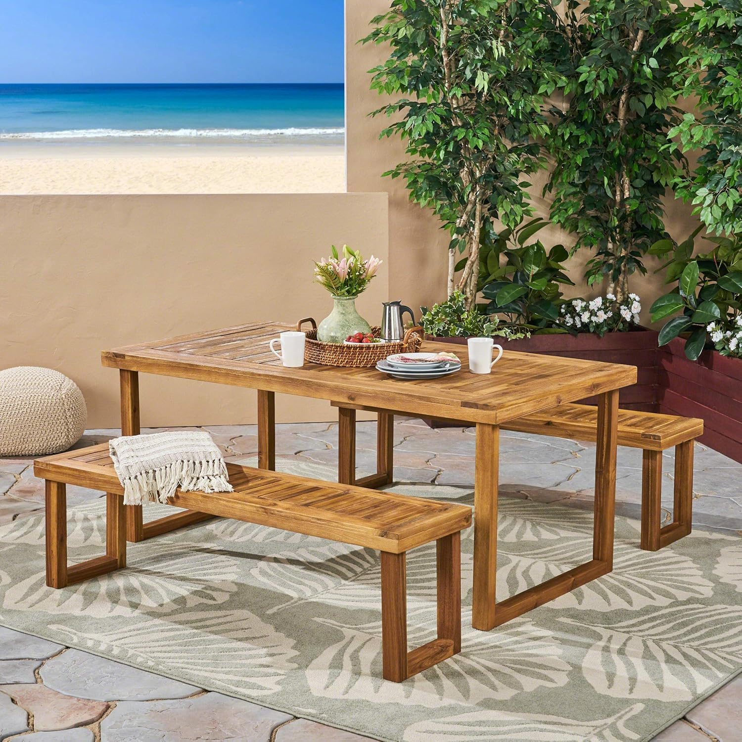 Outdoor Dining Set - Sandblast Natural Finish - Image 2