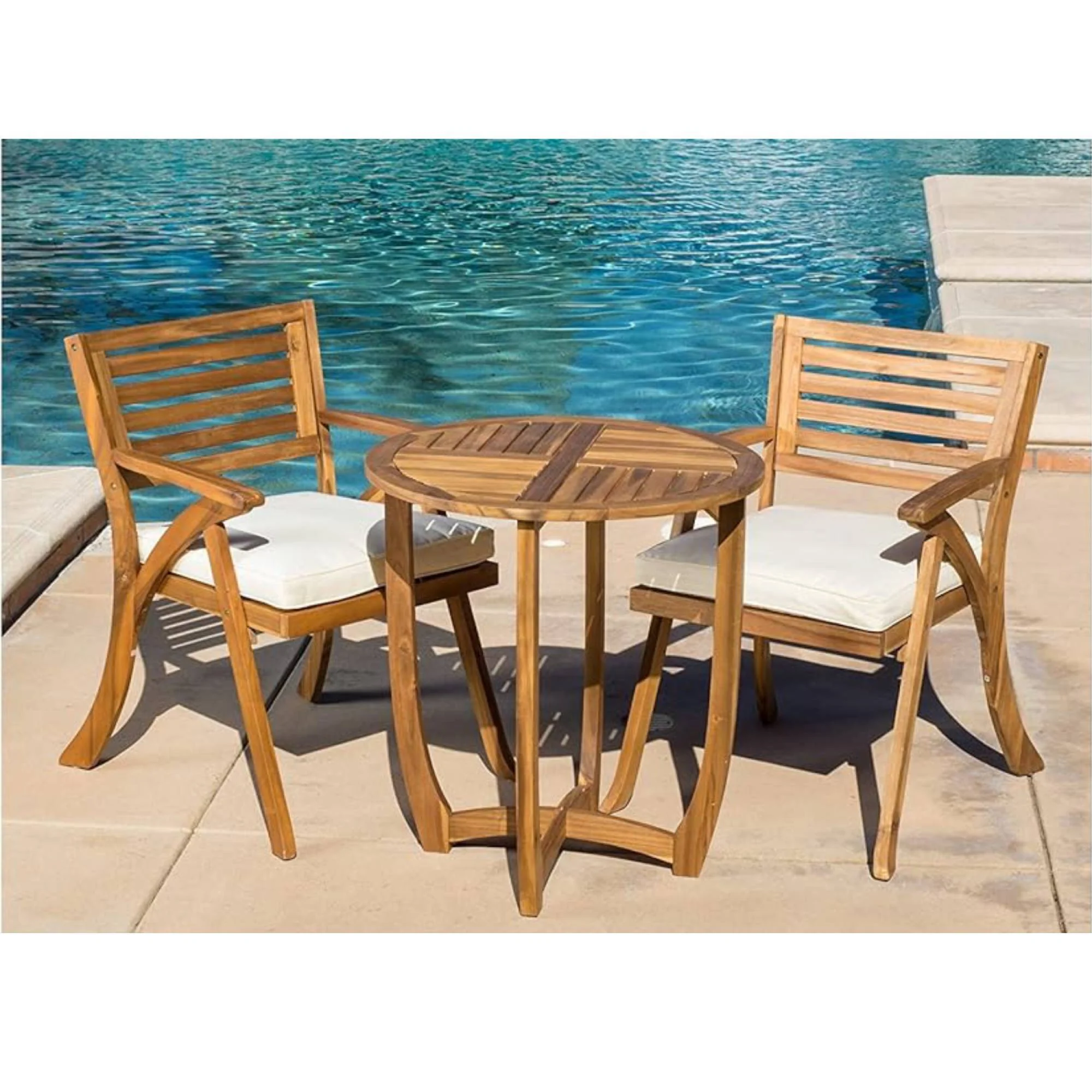 Outdoor Dining Set With Coffee Table And 2 Chairs - Teak - Image 3
